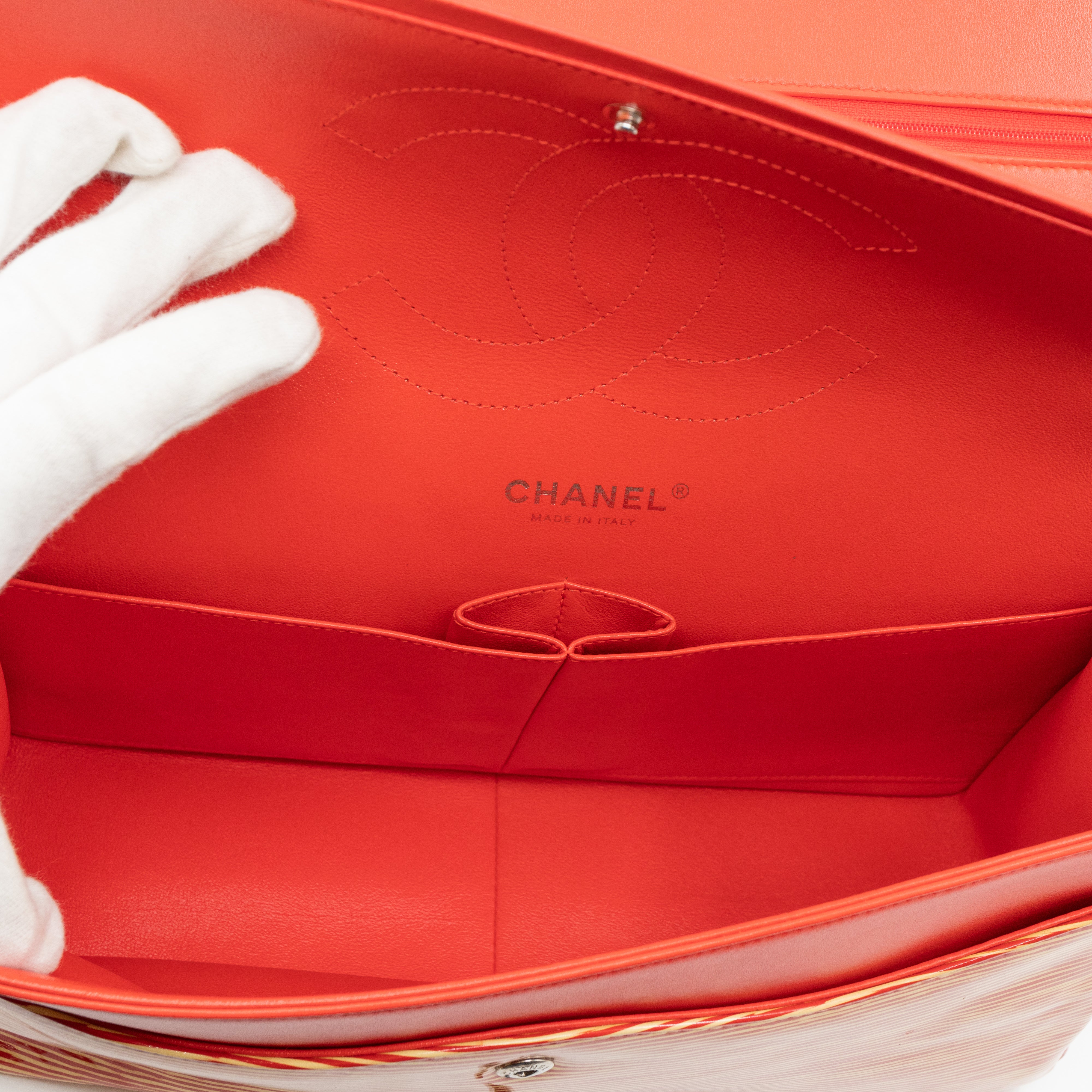 Classic Double Flap Jumbo Orange Striped Silver