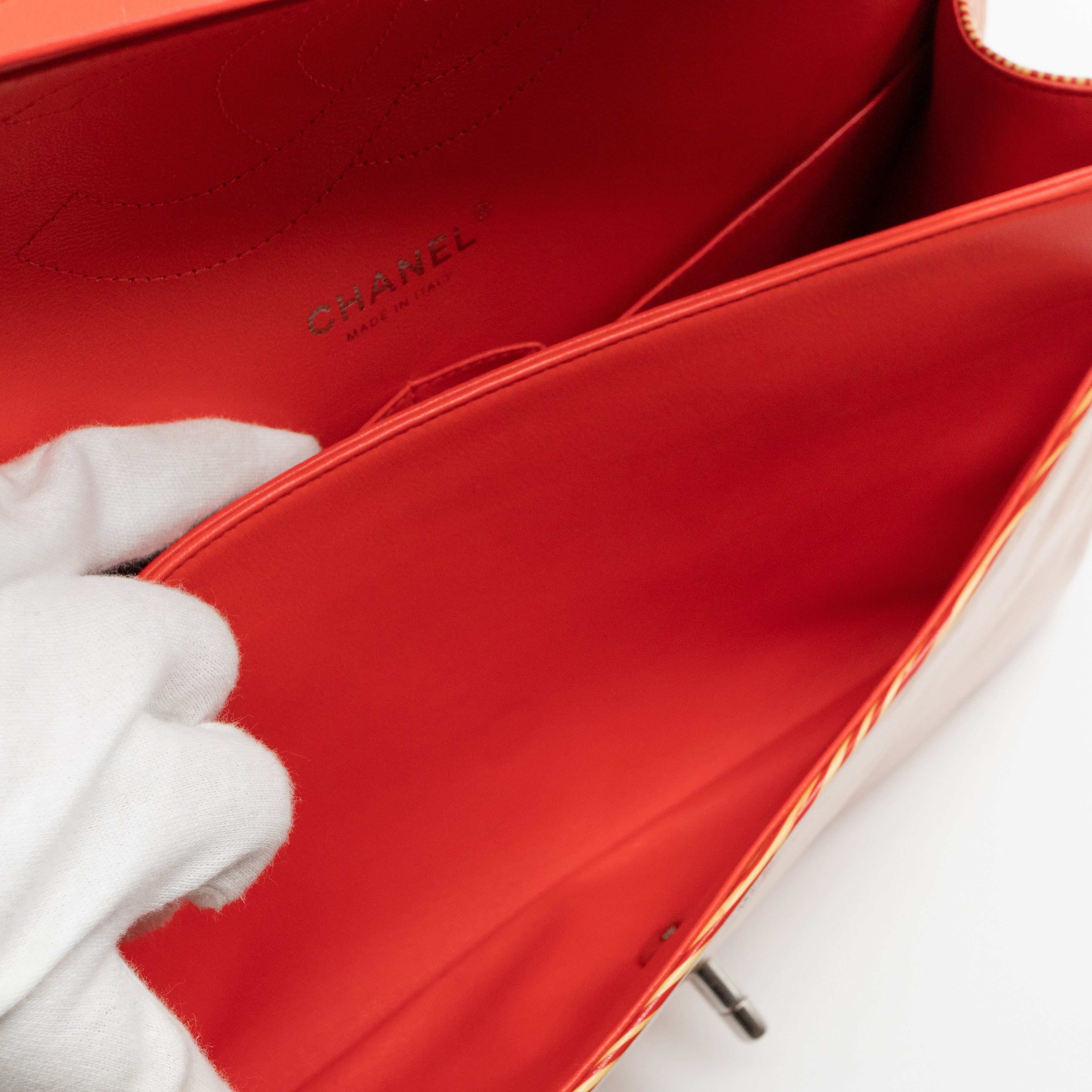 Classic Double Flap Jumbo Orange Striped Silver