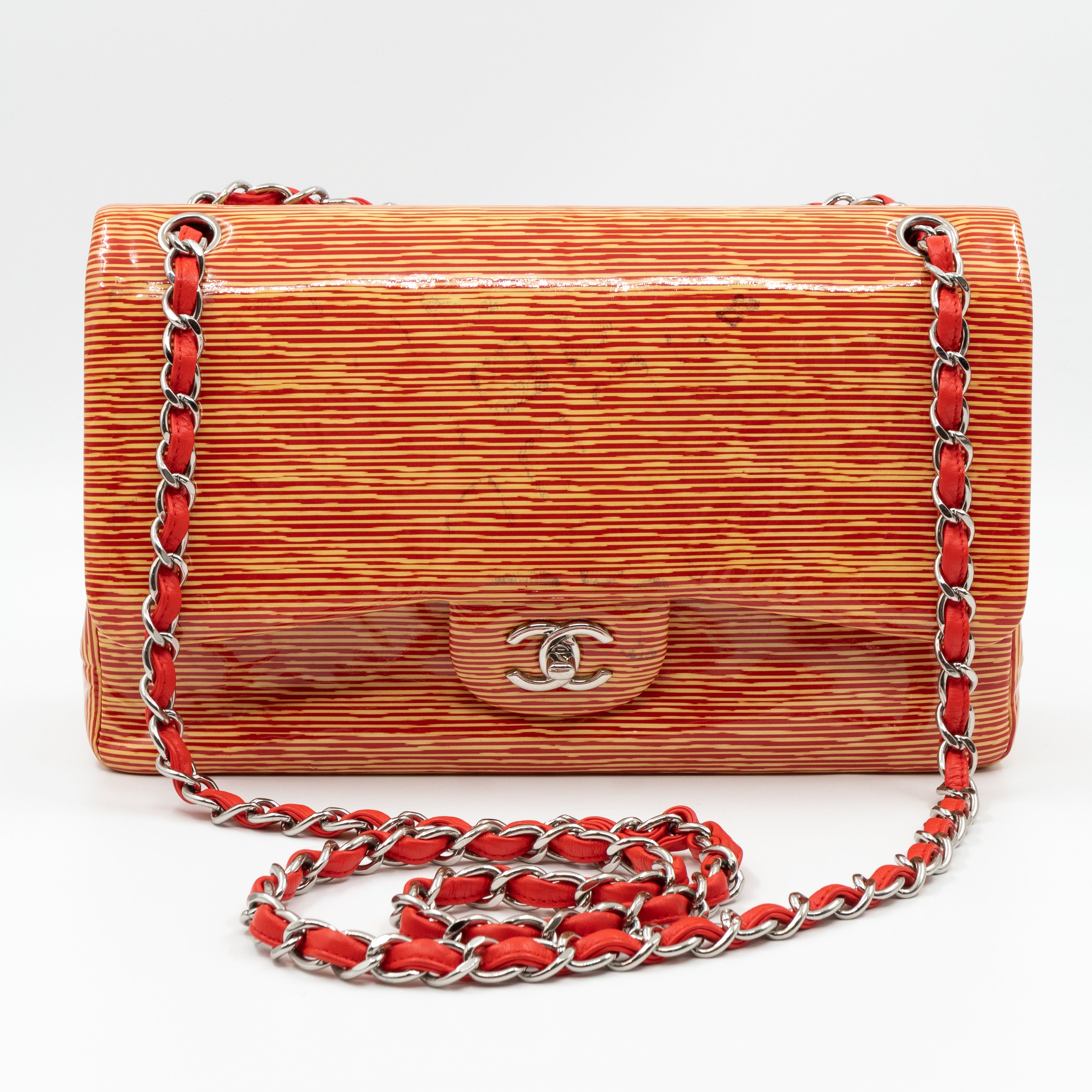 Classic Double Flap Jumbo Orange Striped Silver