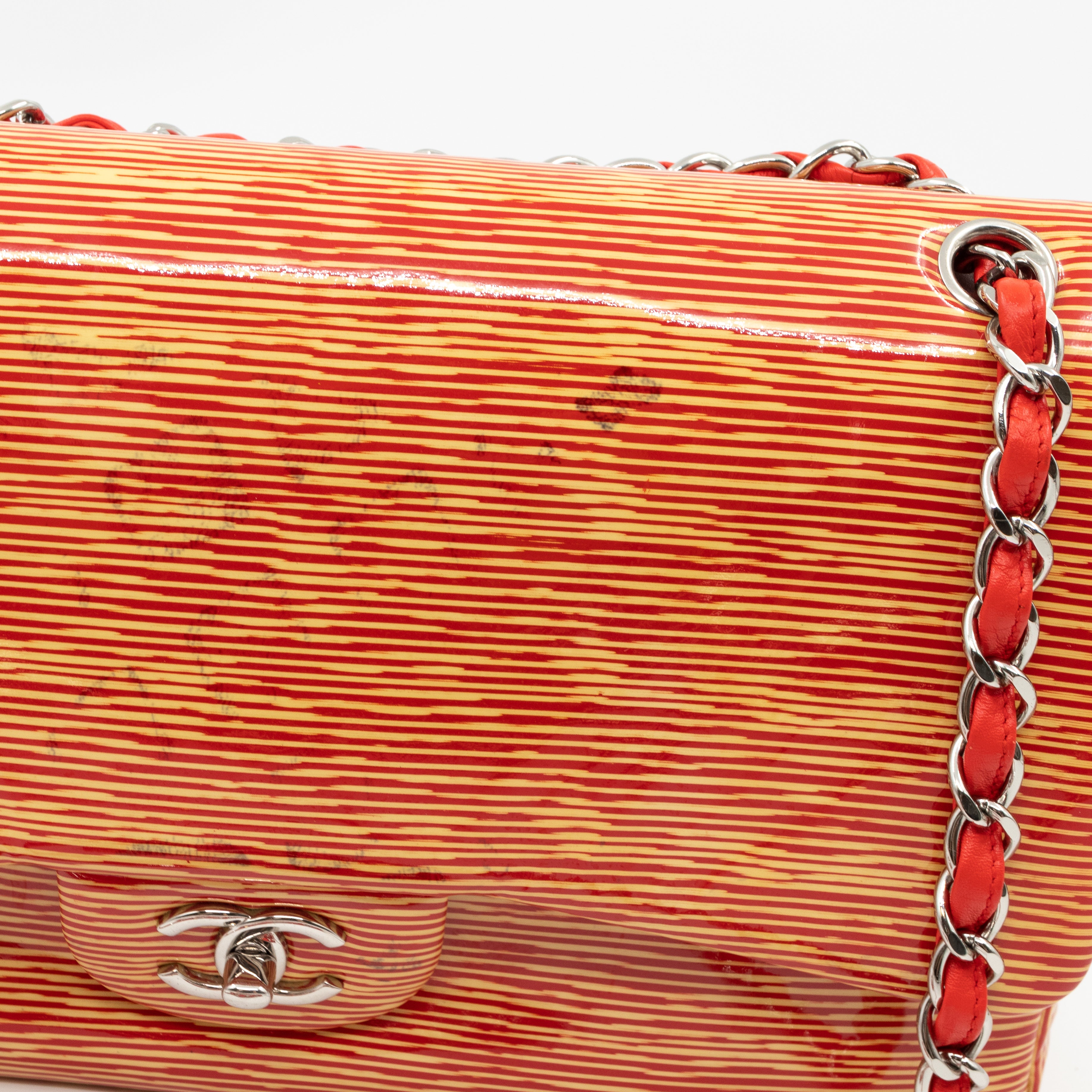 Classic Double Flap Jumbo Orange Striped Silver