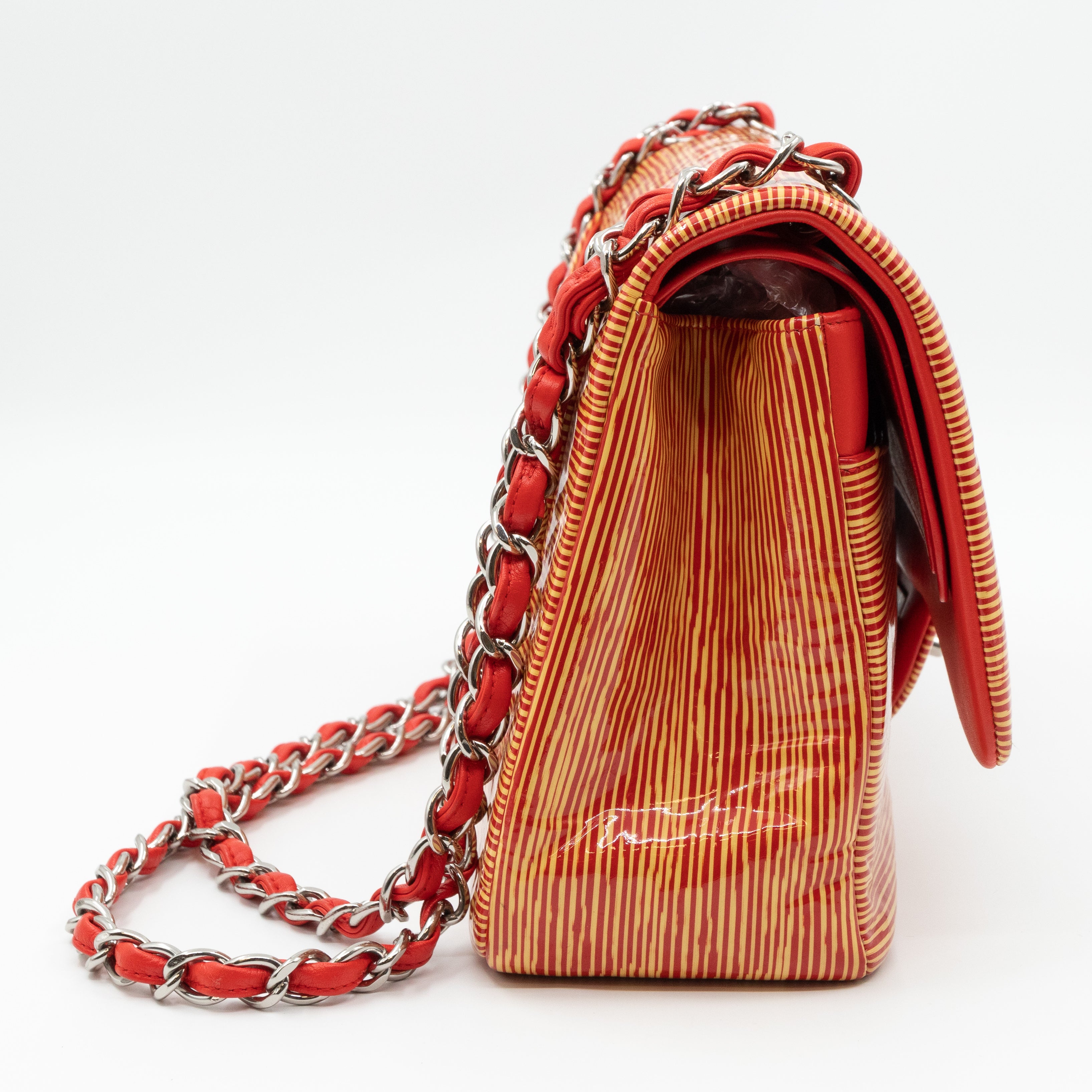 Classic Double Flap Jumbo Orange Striped Silver