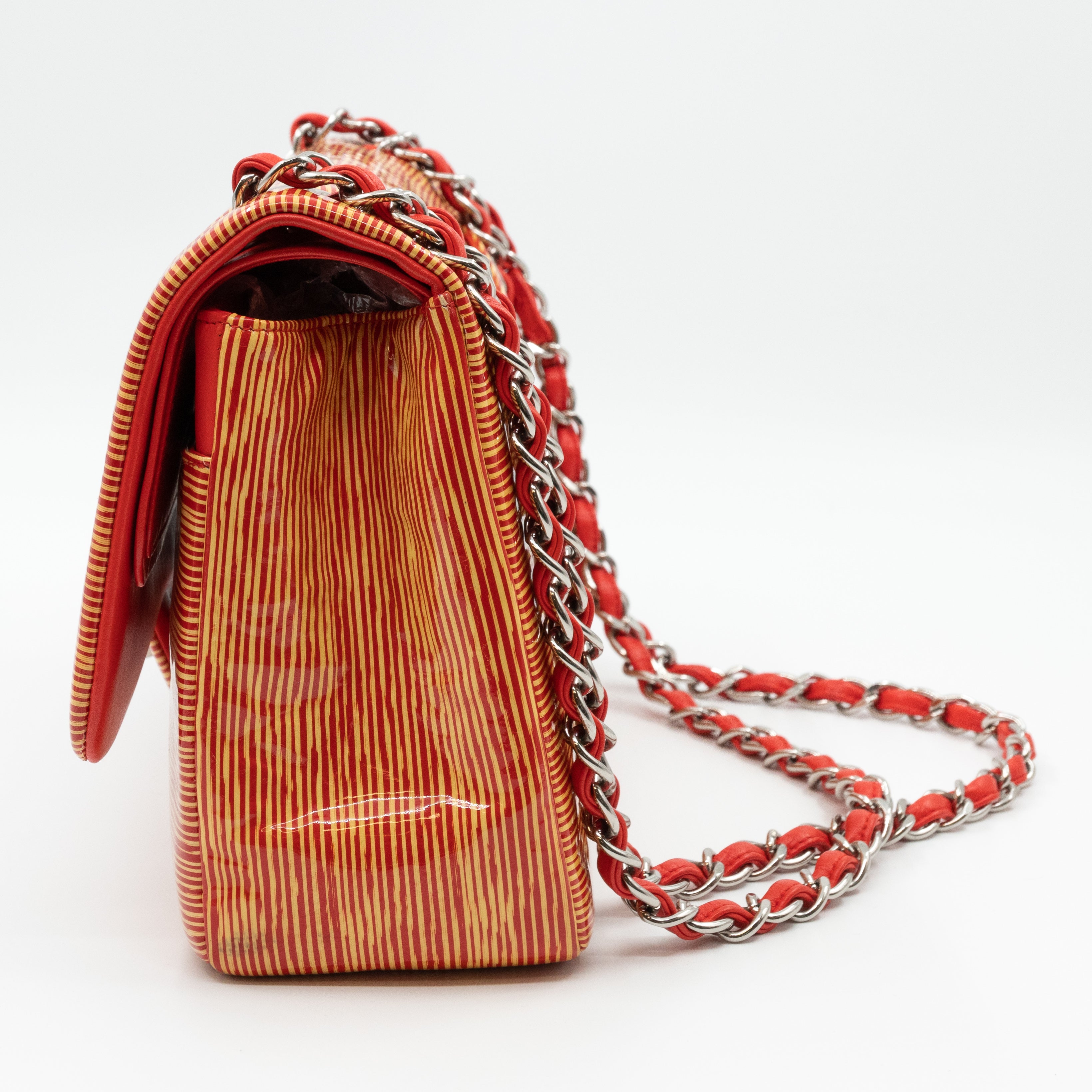 Classic Double Flap Jumbo Orange Striped Silver