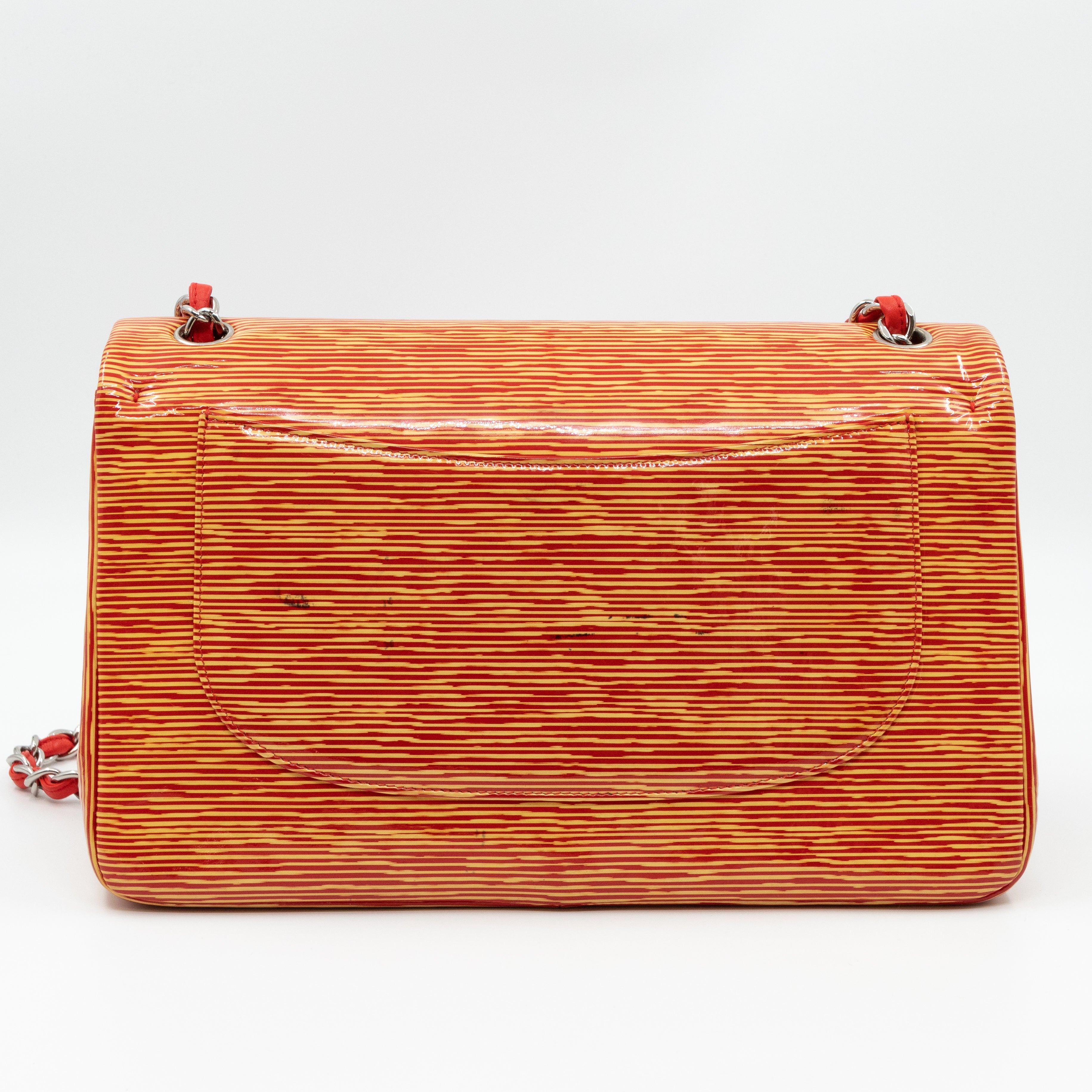 Classic Double Flap Jumbo Orange Striped Silver