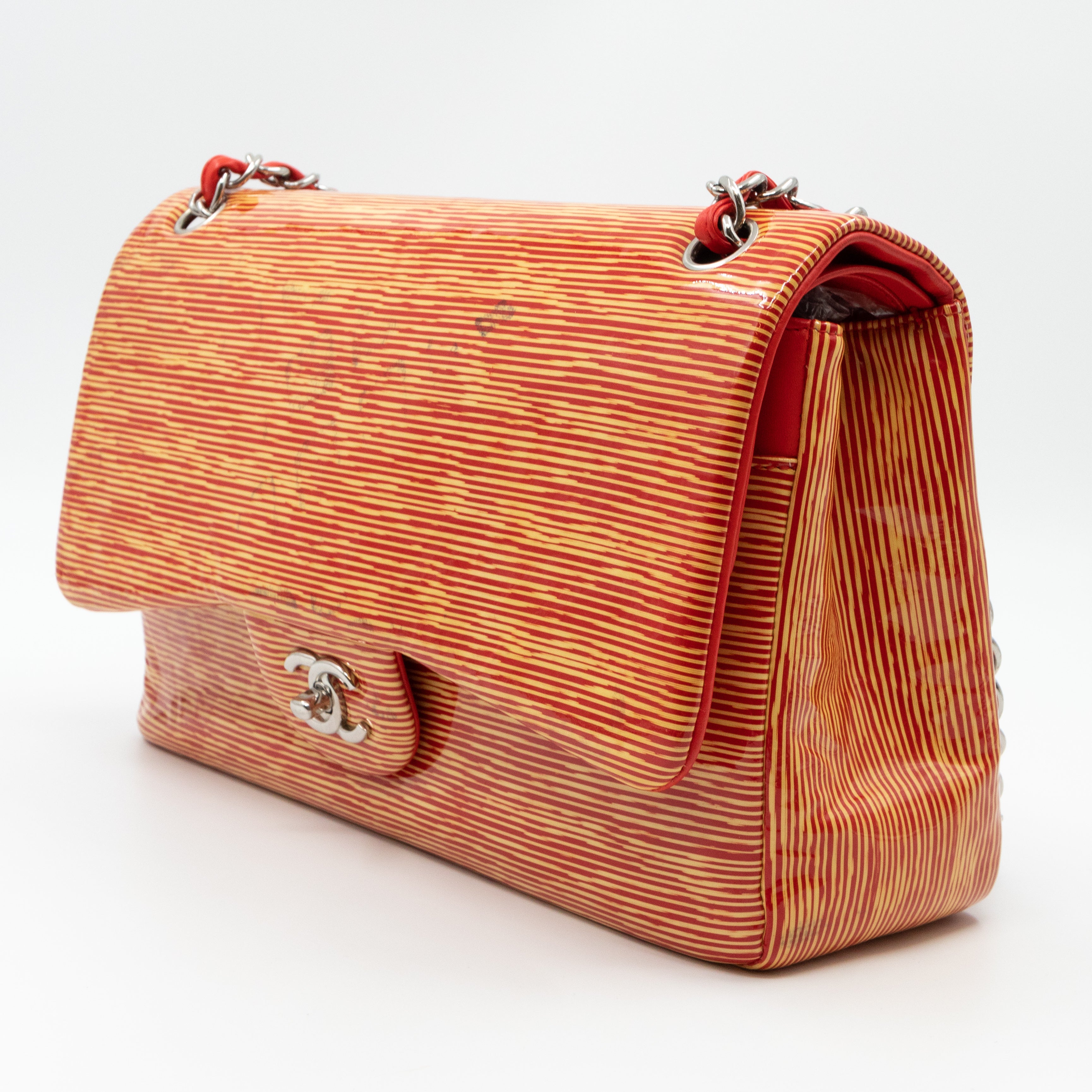 Classic Double Flap Jumbo Orange Striped Silver