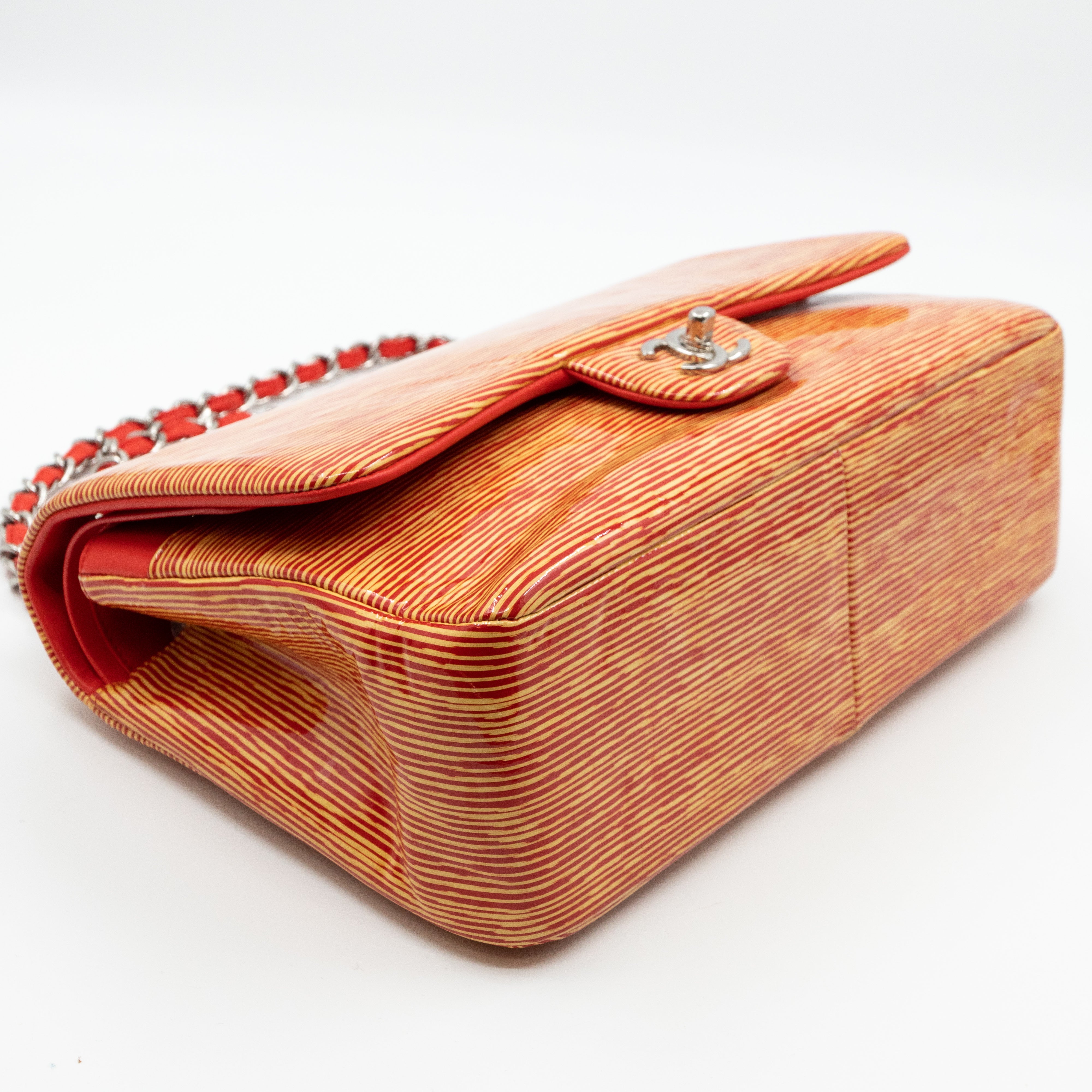 Classic Double Flap Jumbo Orange Striped Silver