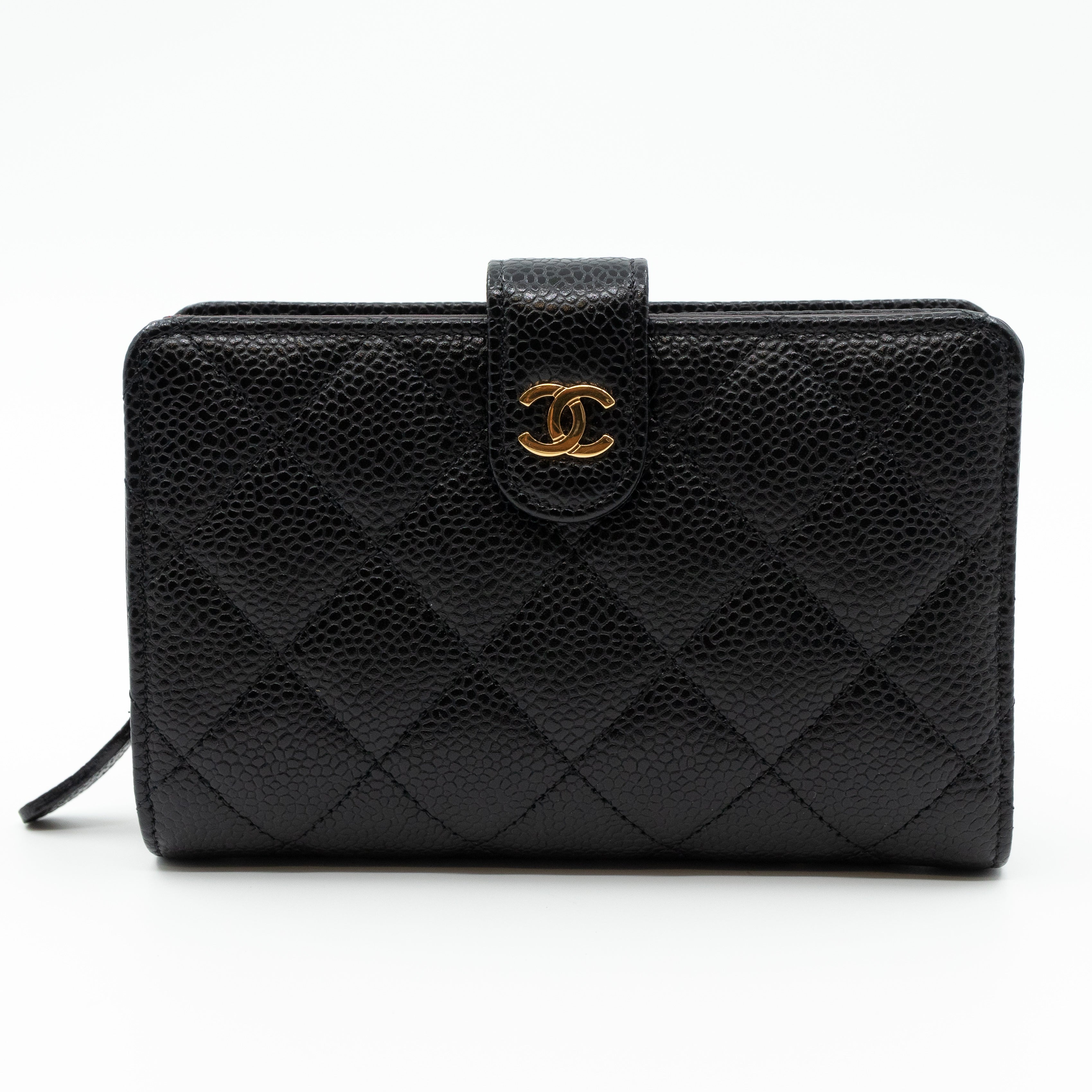 L-Zip Wallet Black Caviar Gold