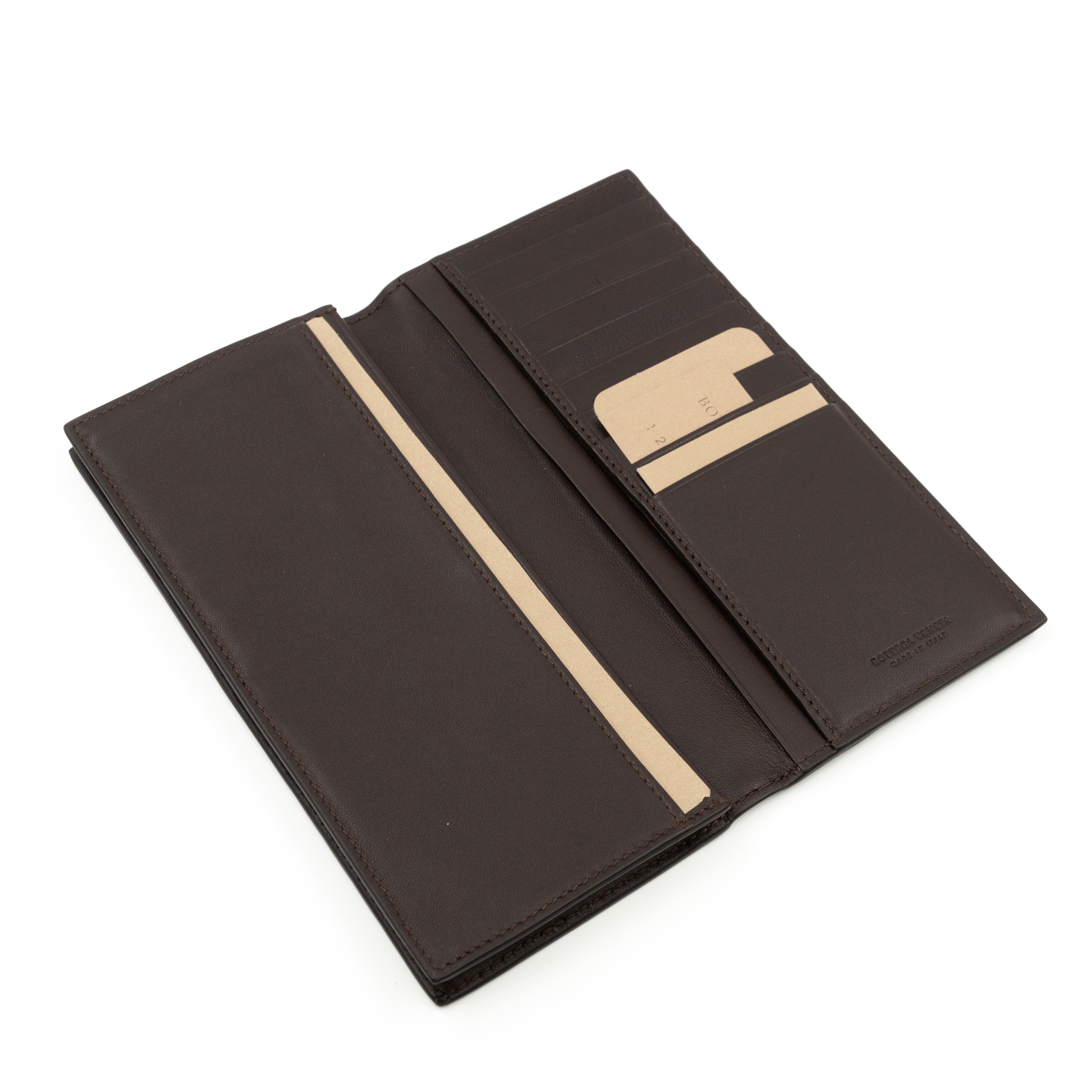 Long Wallet Intrecciato Leather Brown