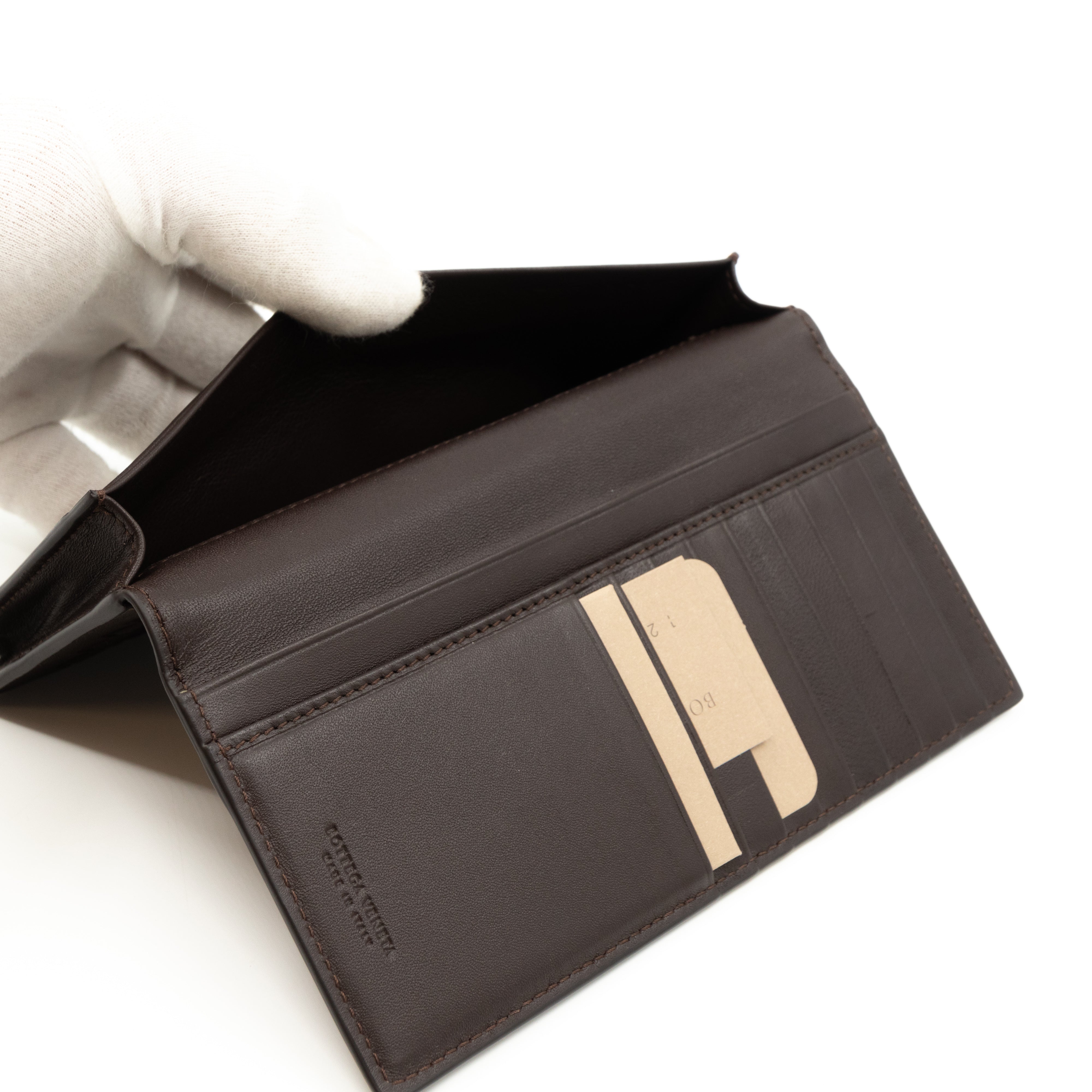 Long Wallet Intrecciato Leather Brown