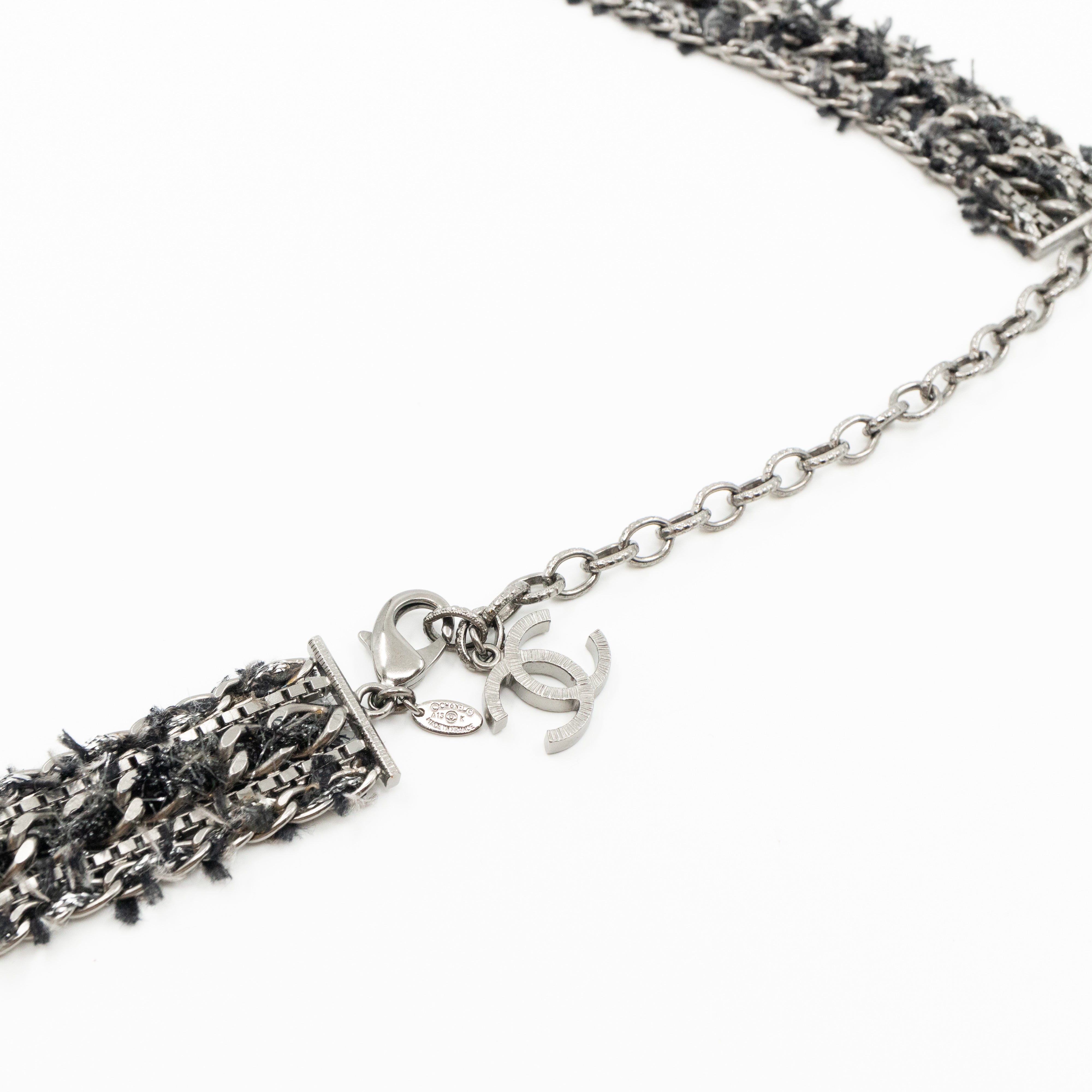 Cross Chain Belt With Tweed Ruthenium