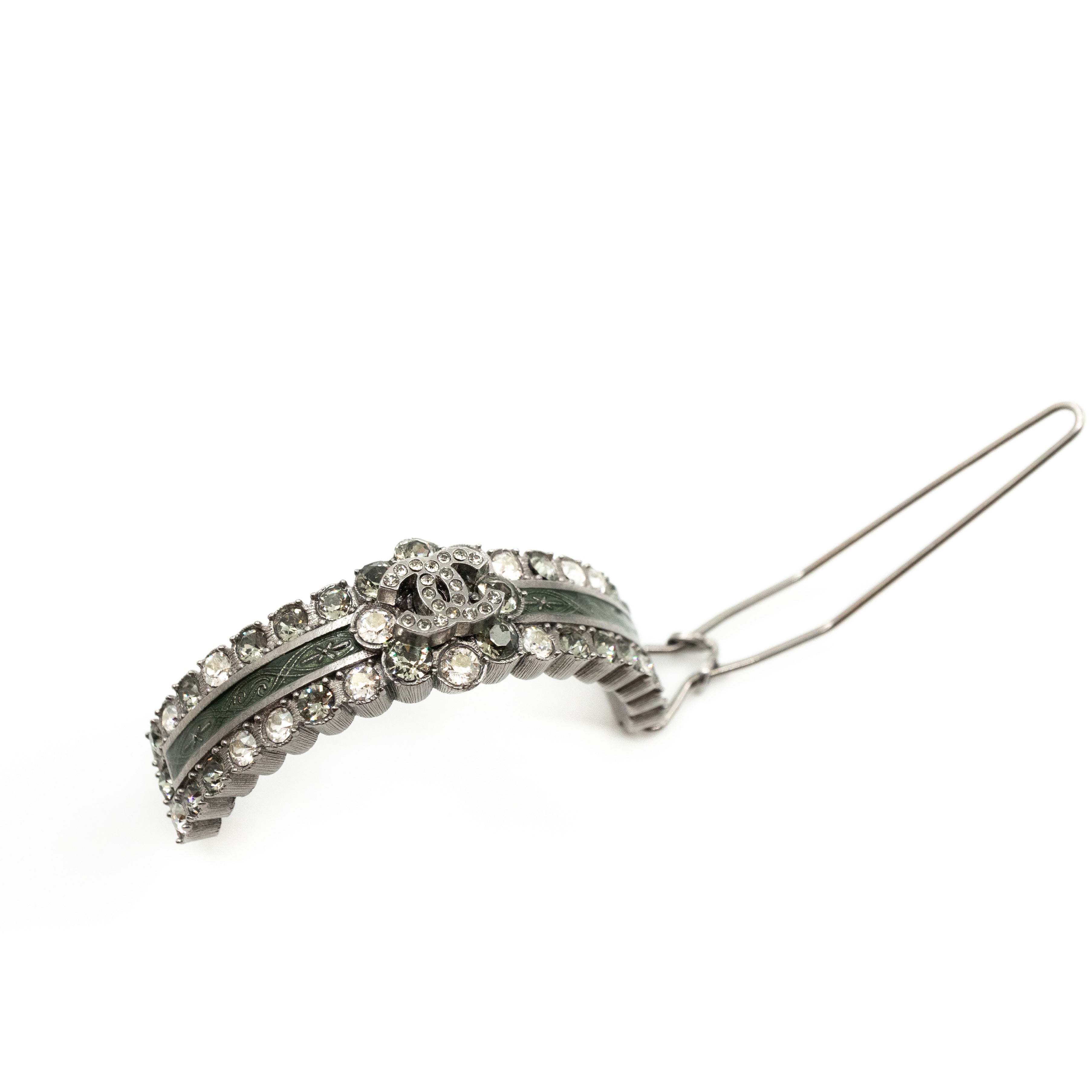 CC Crystal Hair Clip Ruthenium