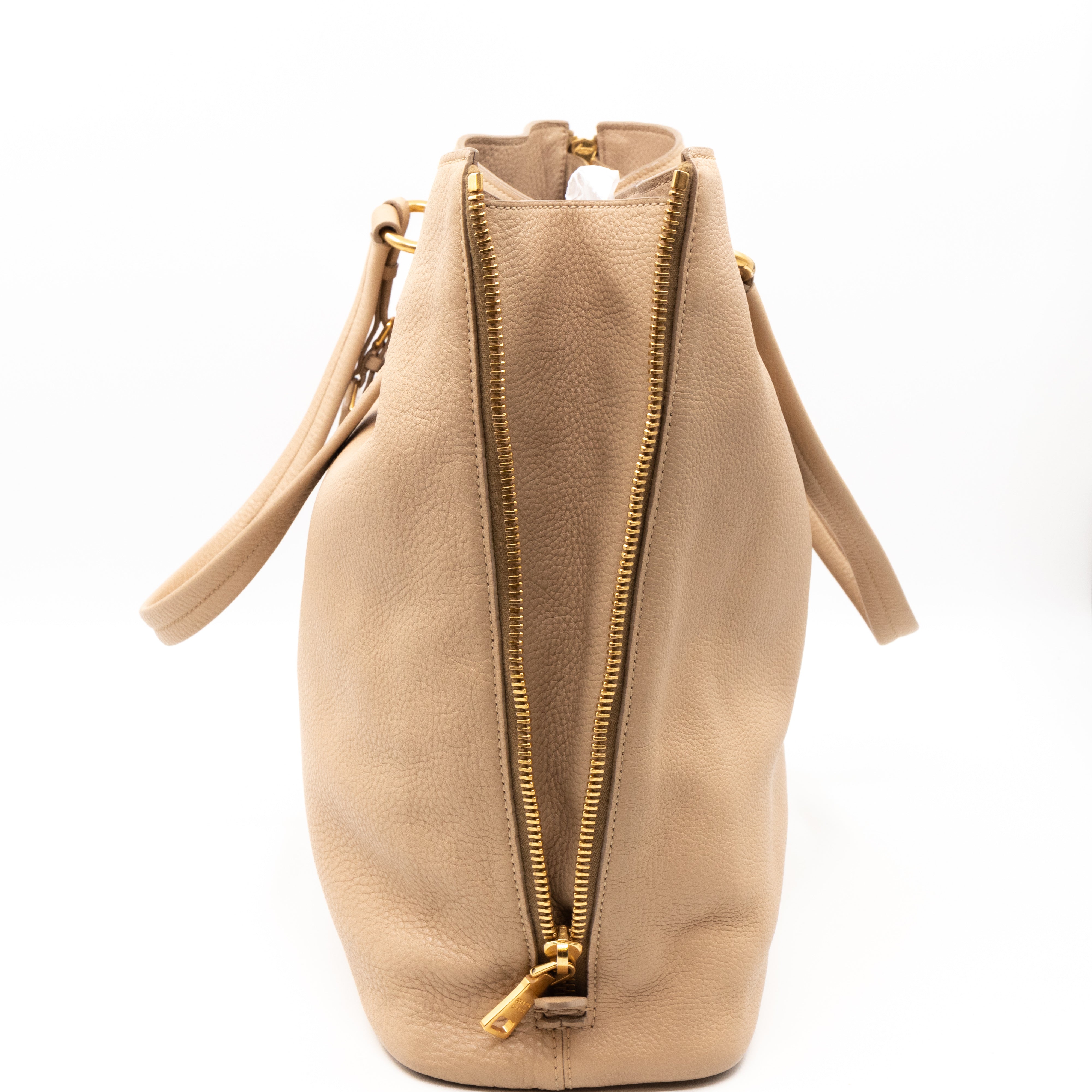 Large Shopping Tote Beige Leather