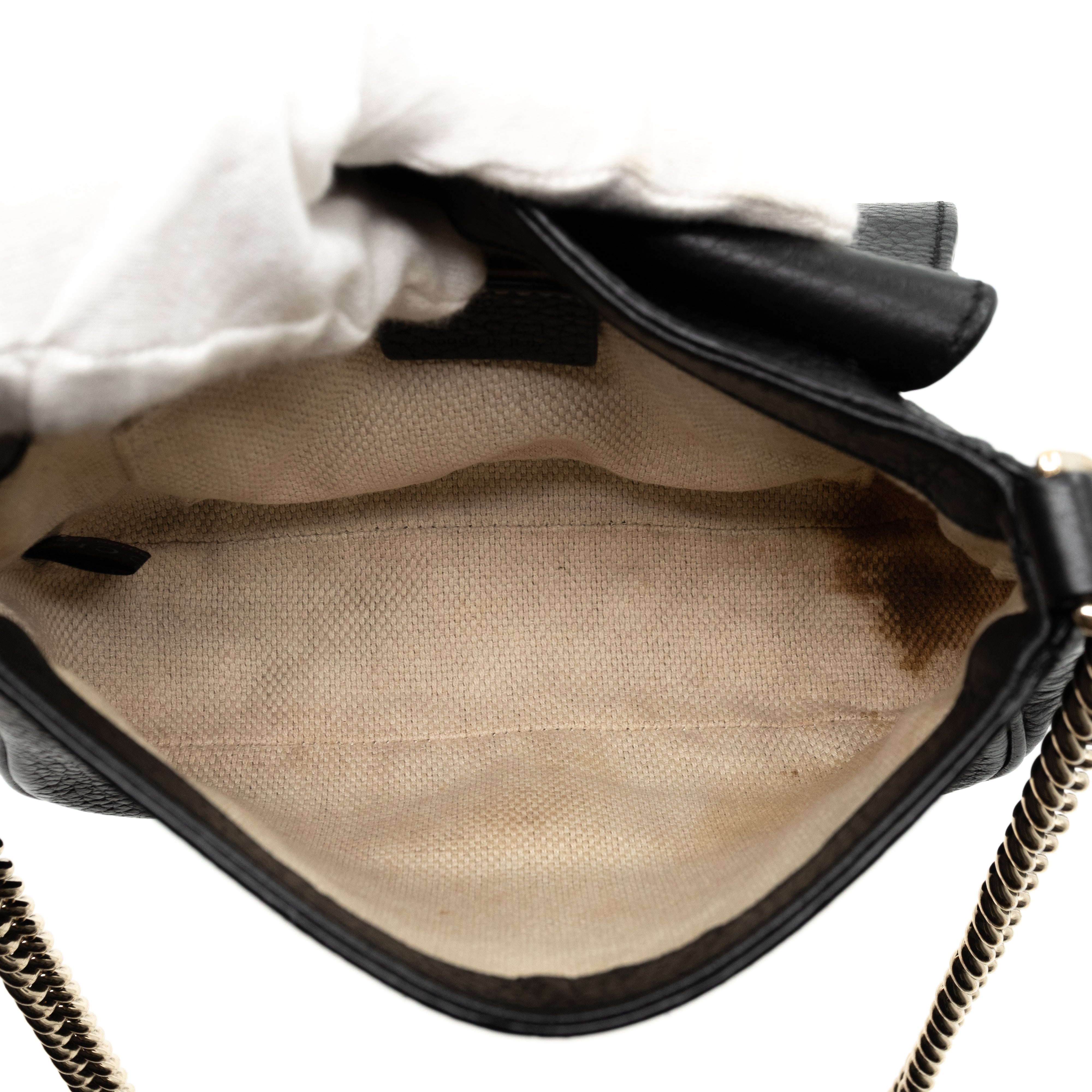 Soho Small Chain Flap Bag Black Leather