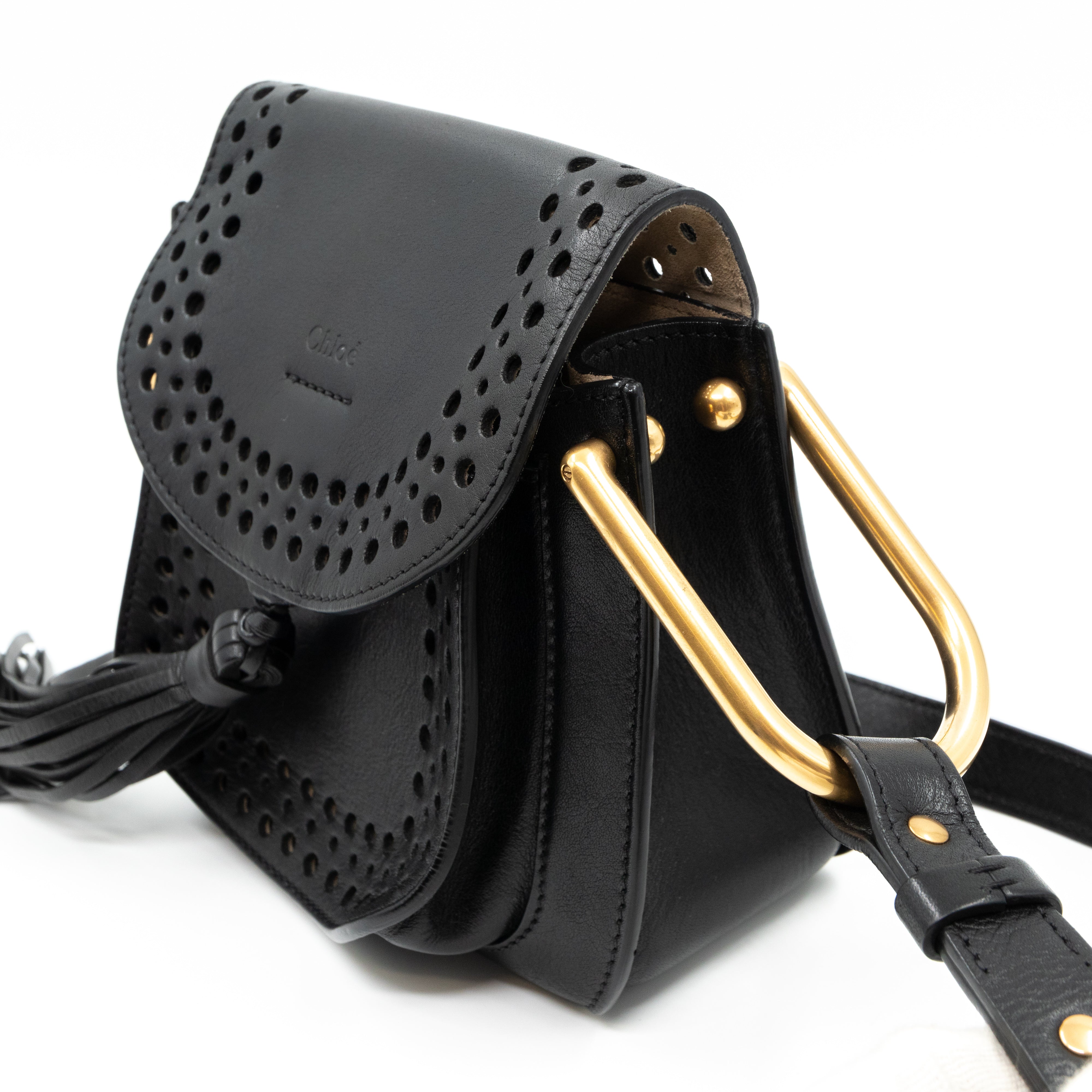 Hudson Mini Black Perforated Leather