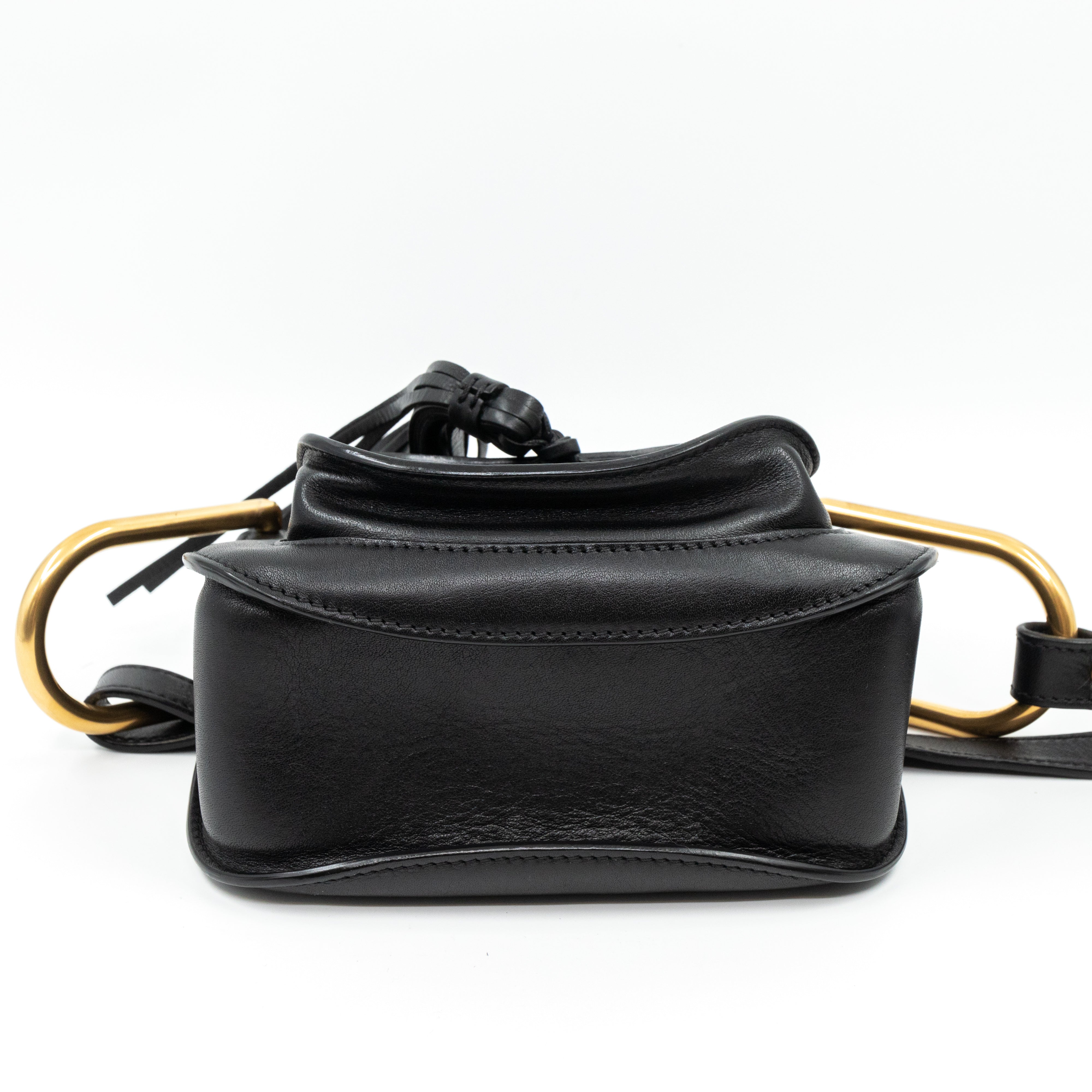 Hudson Mini Black Perforated Leather