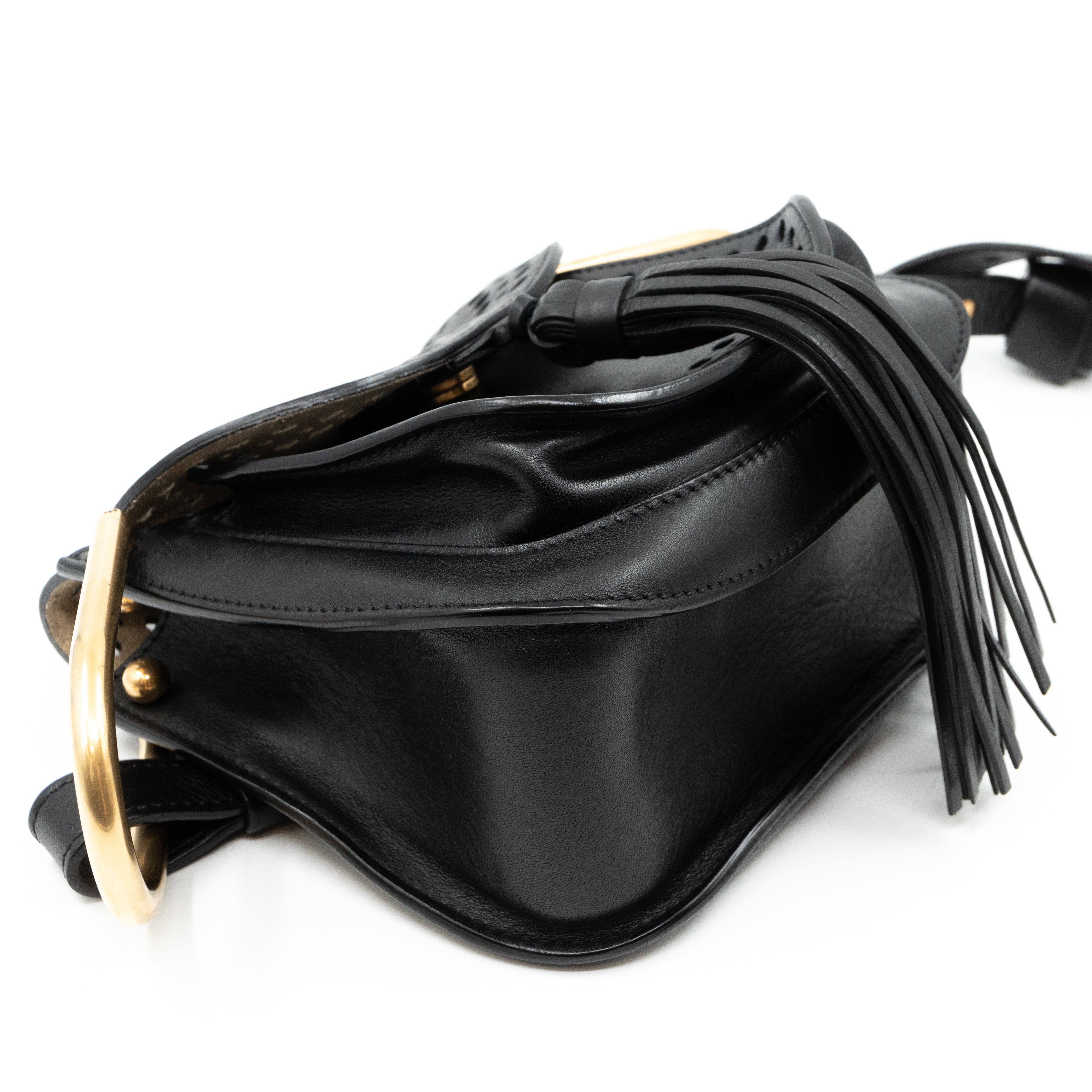 Hudson Mini Black Perforated Leather