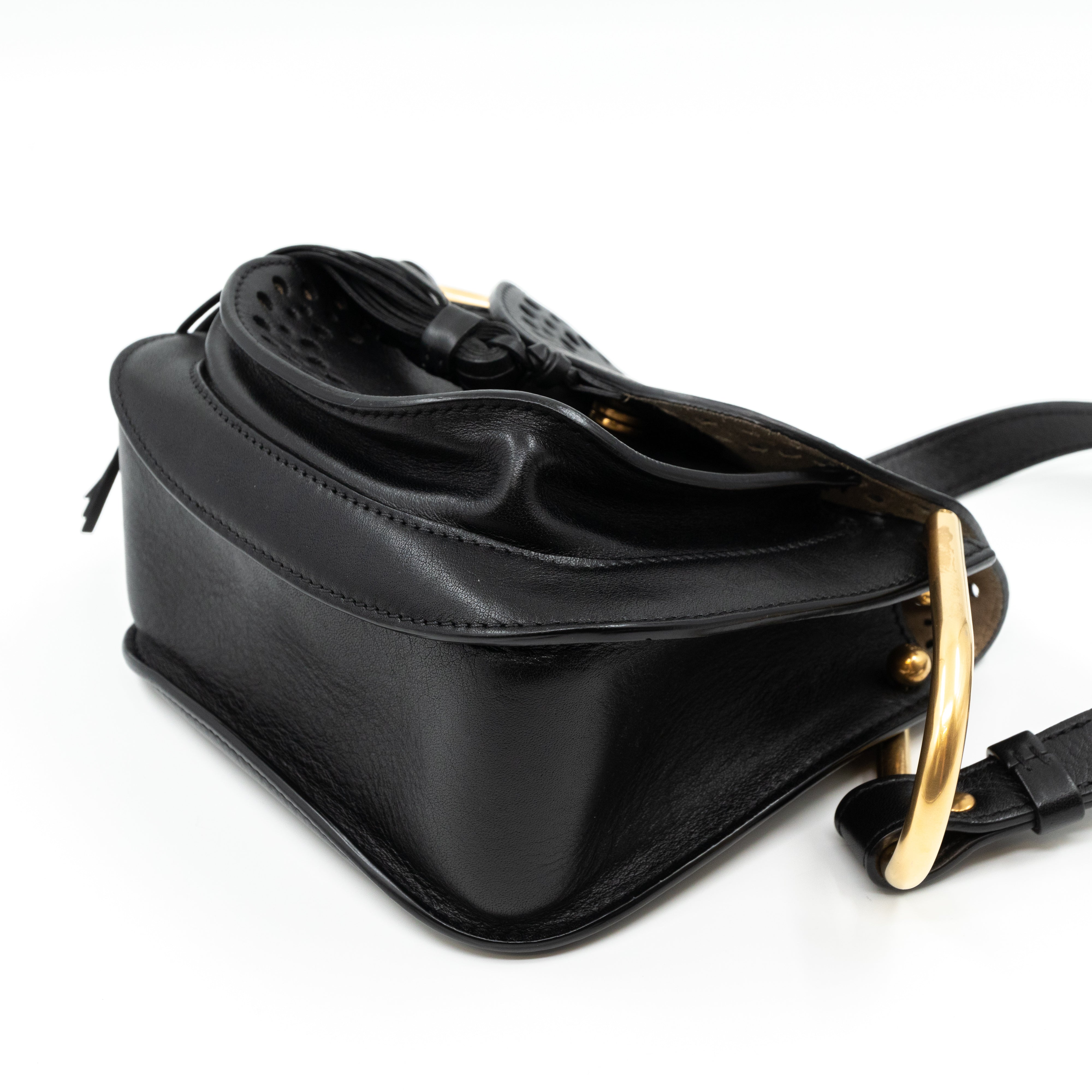 Hudson Mini Black Perforated Leather