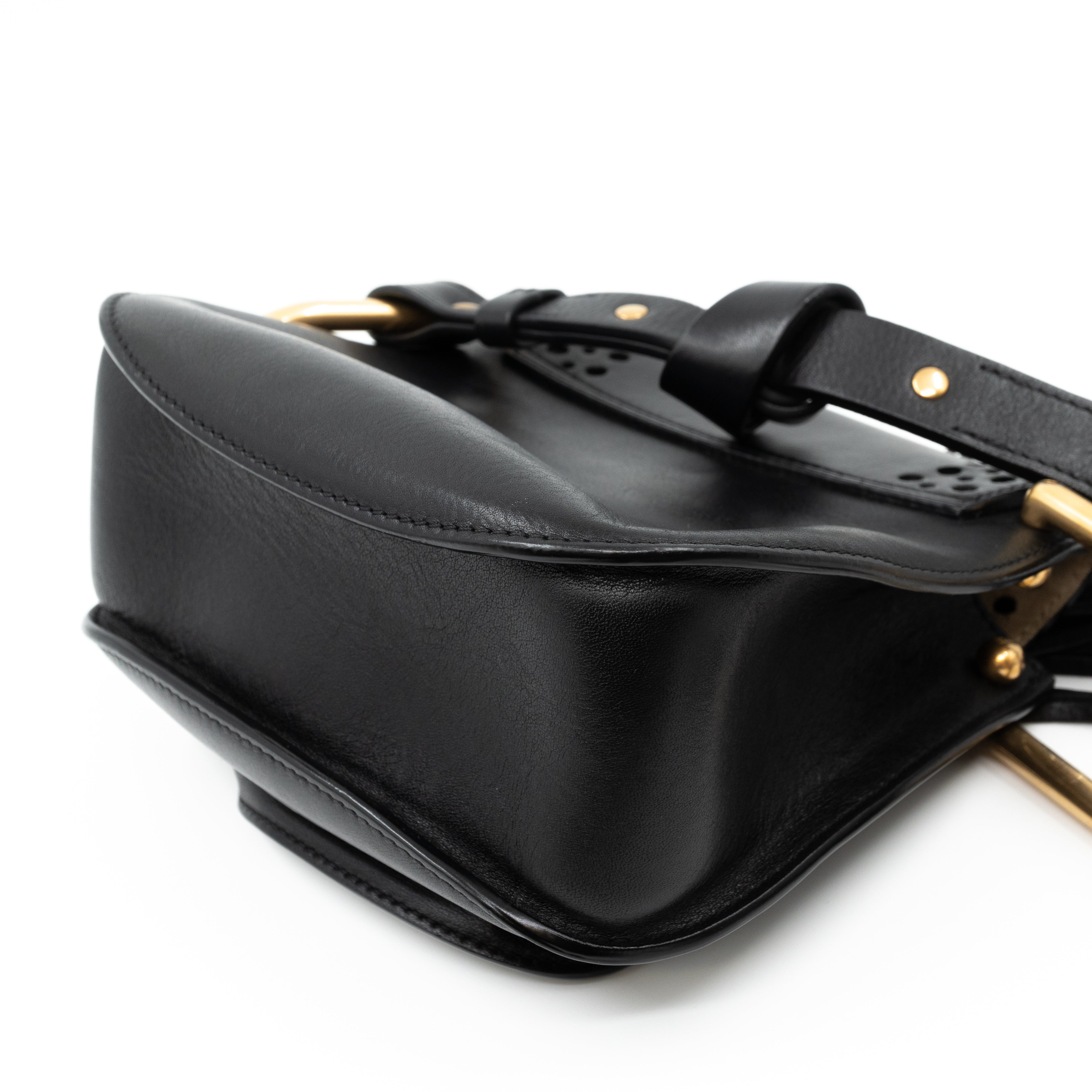 Hudson Mini Black Perforated Leather