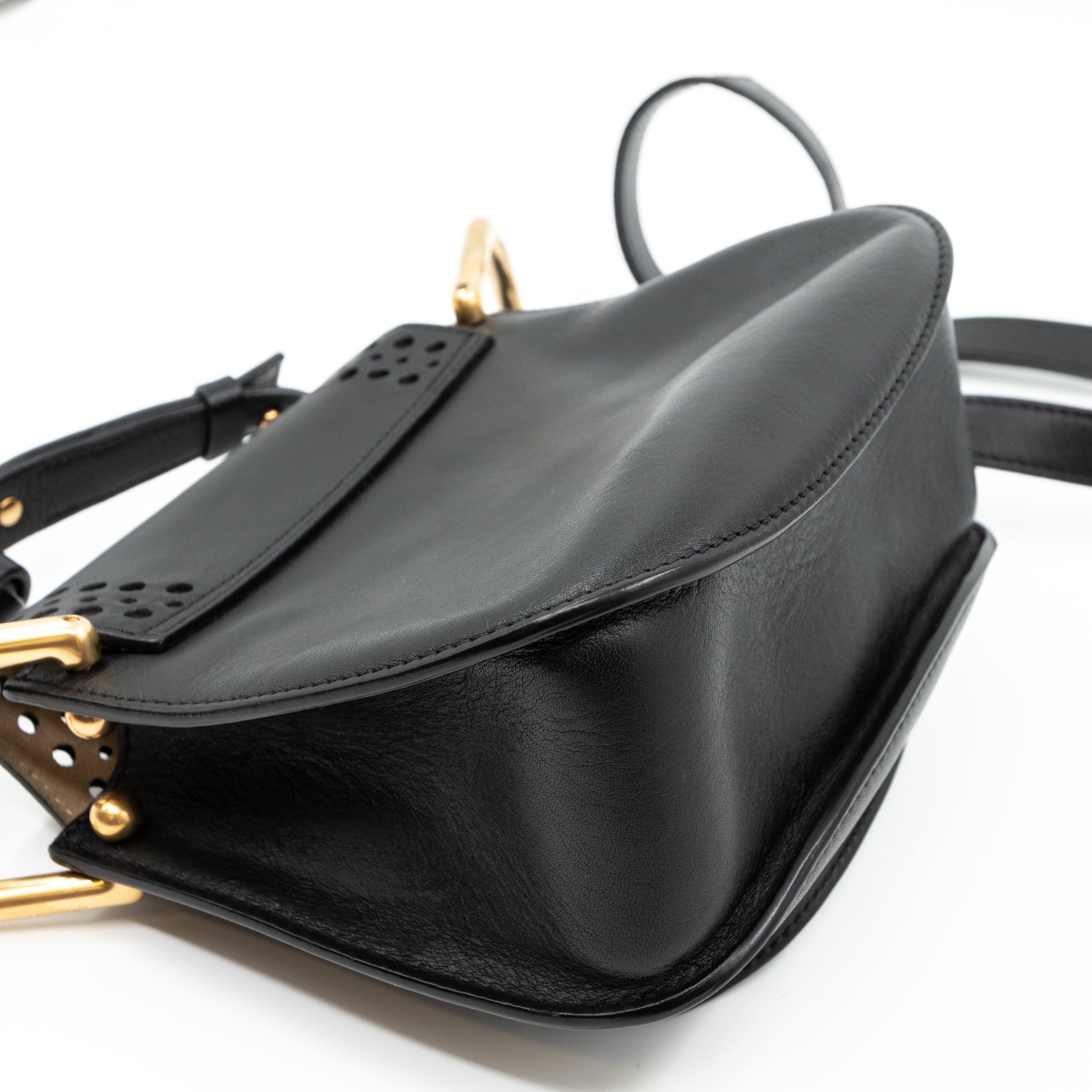 Hudson Mini Black Perforated Leather