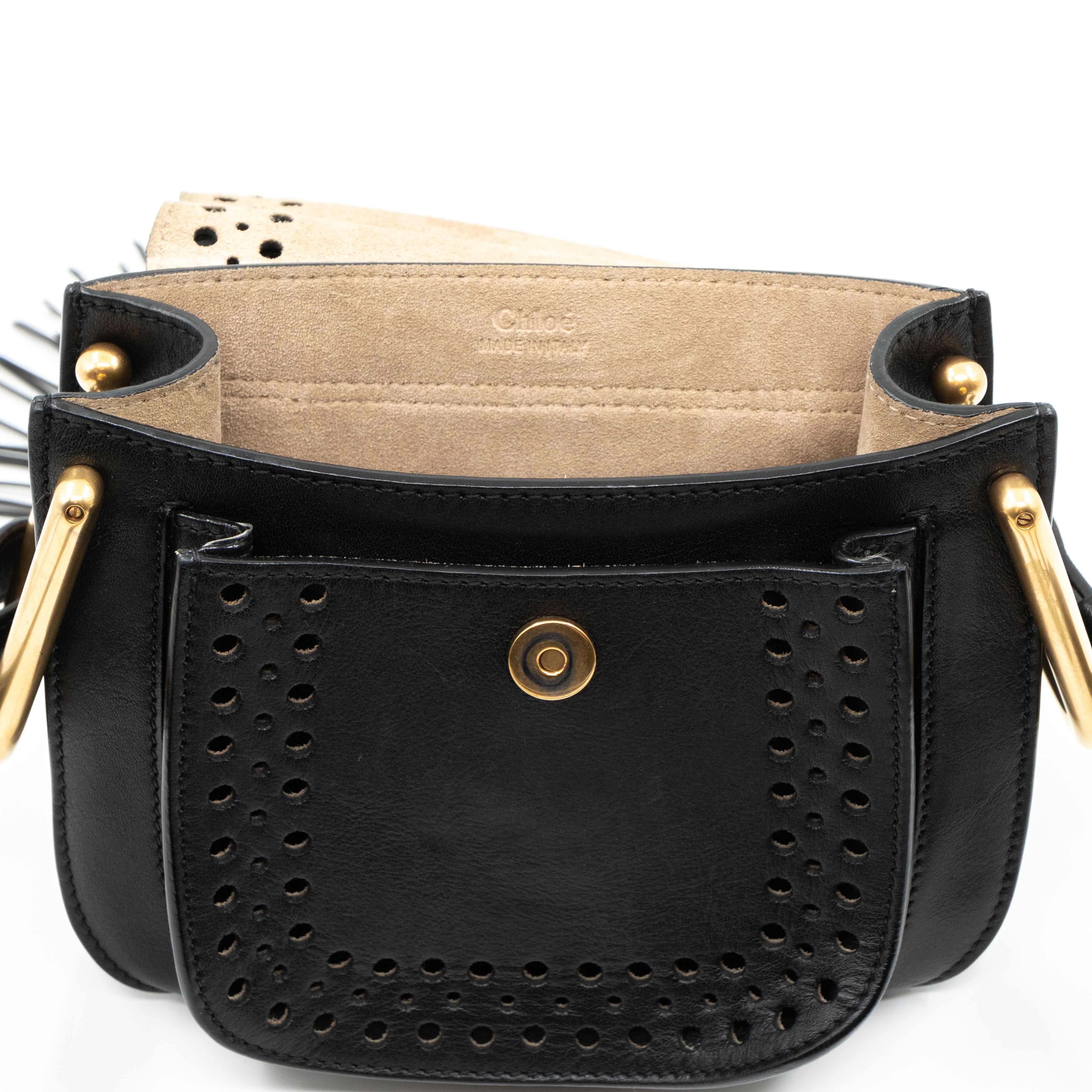 Hudson Mini Black Perforated Leather
