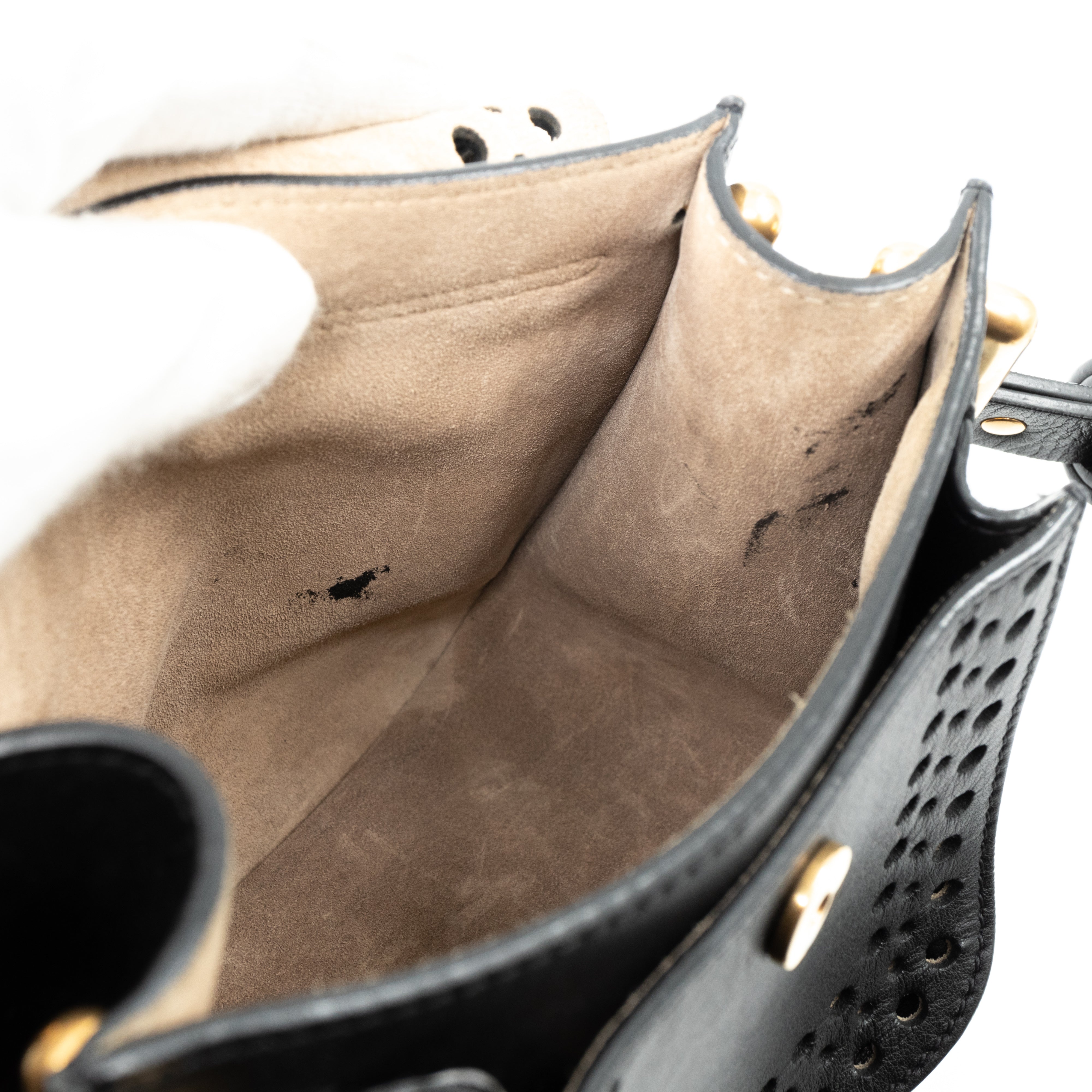 Hudson Mini Black Perforated Leather