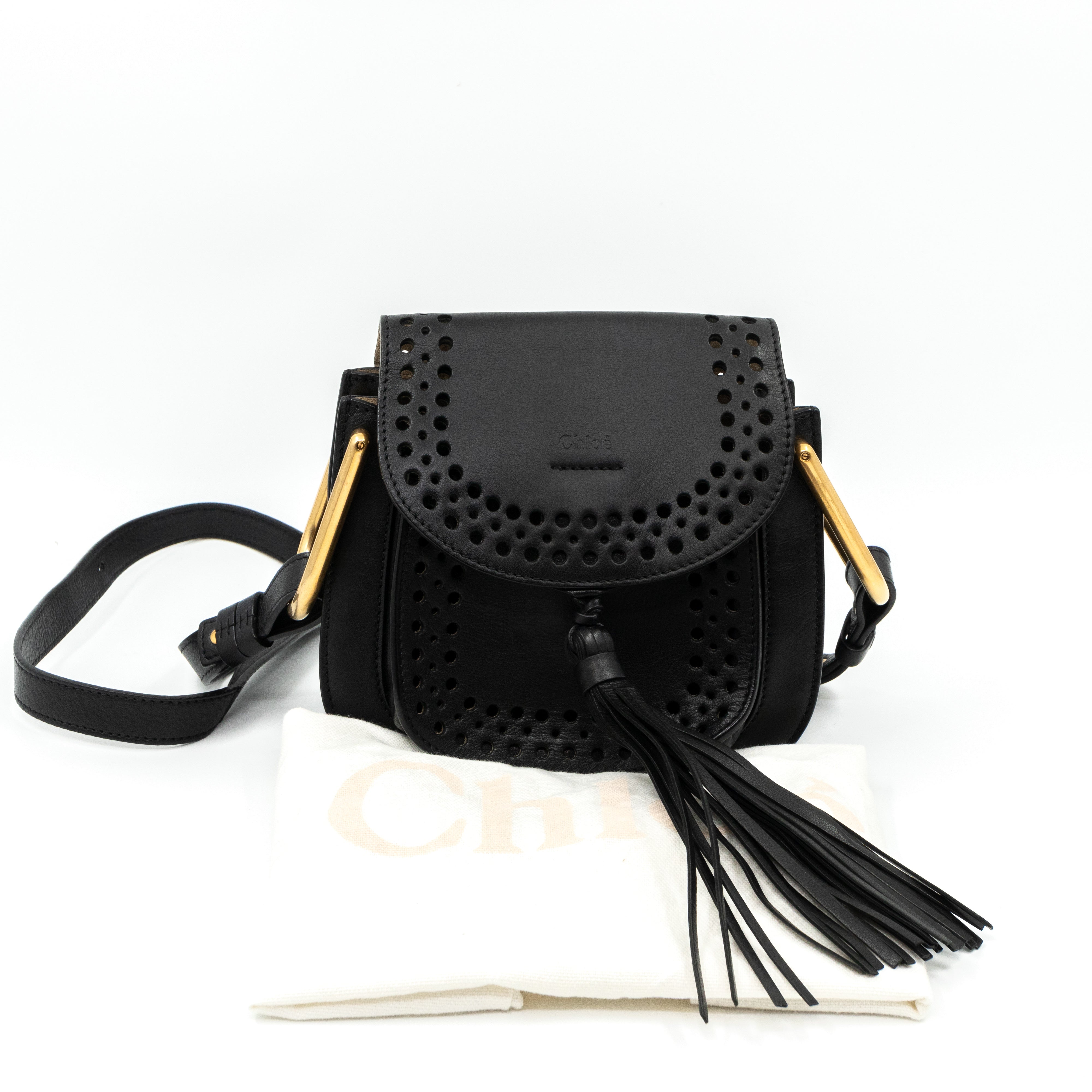 Hudson Mini Black Perforated Leather