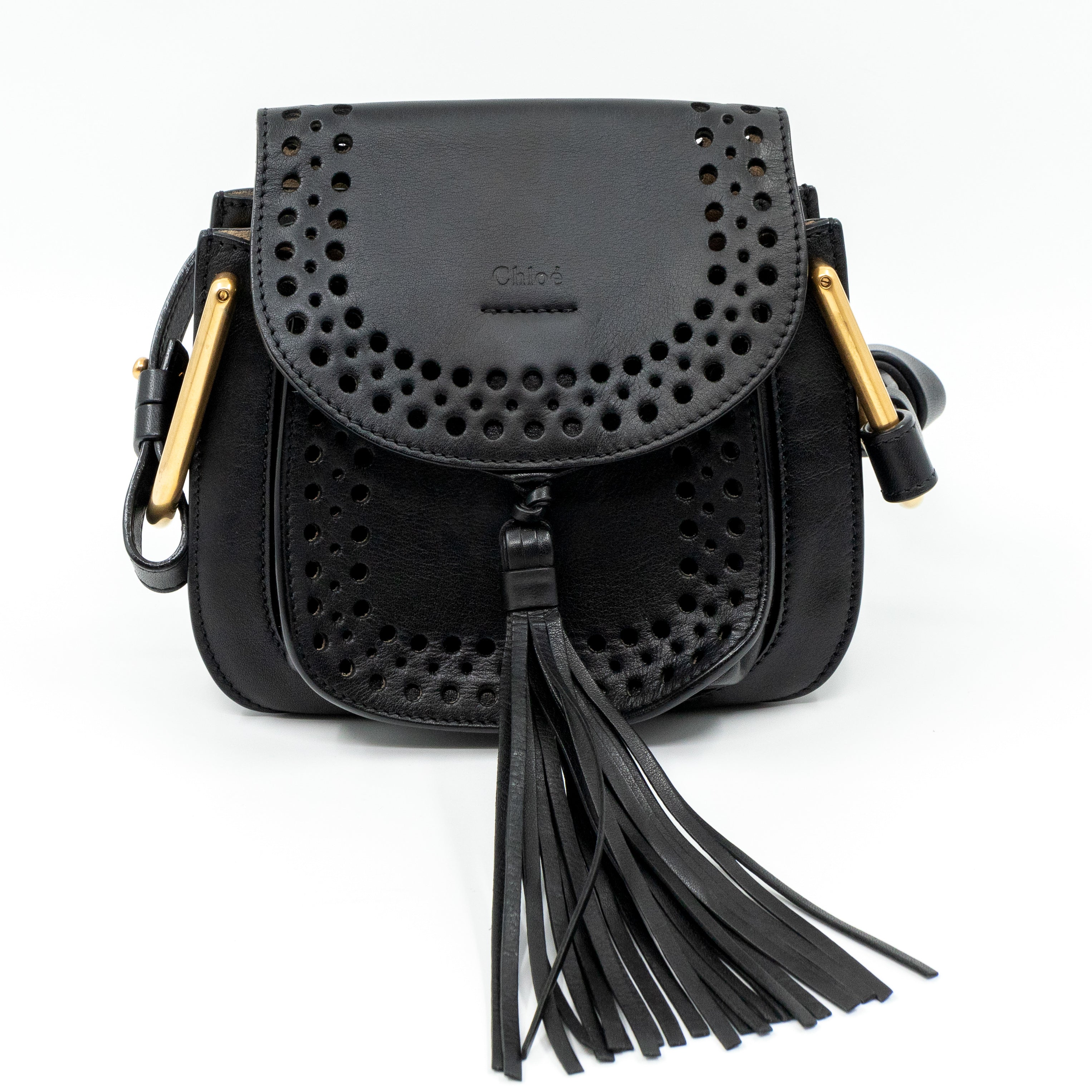 Hudson Mini Black Perforated Leather