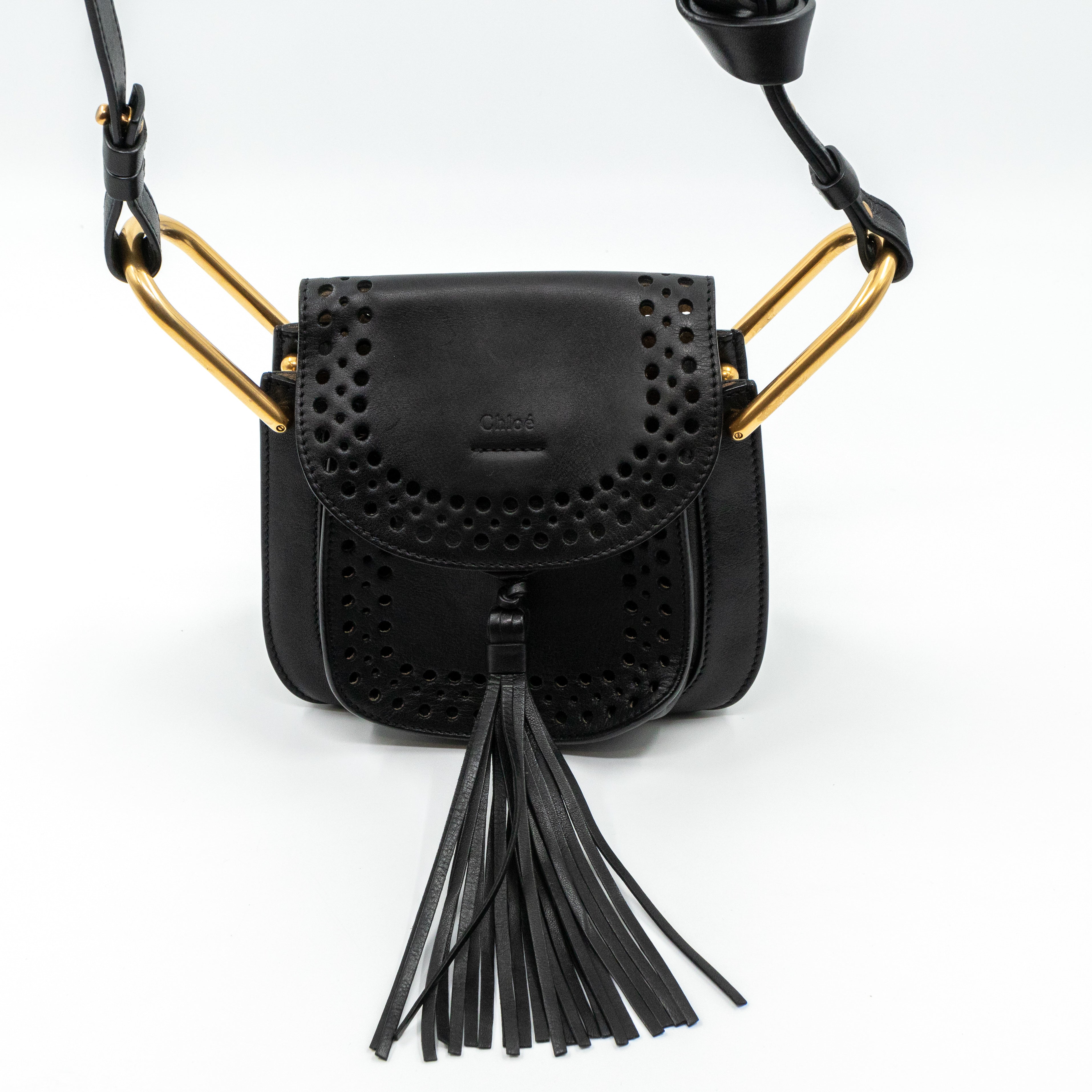 Hudson Mini Black Perforated Leather