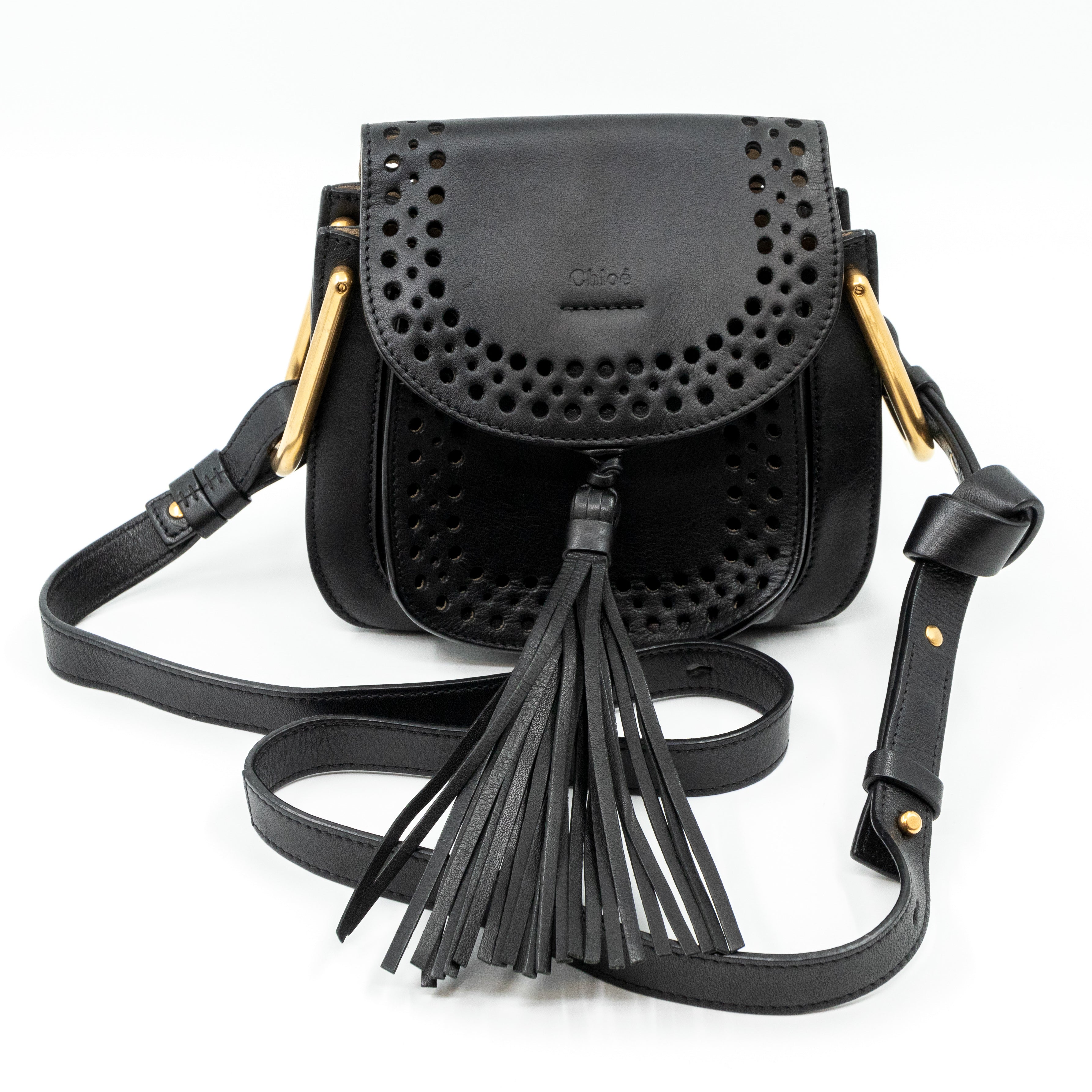 Hudson Mini Black Perforated Leather