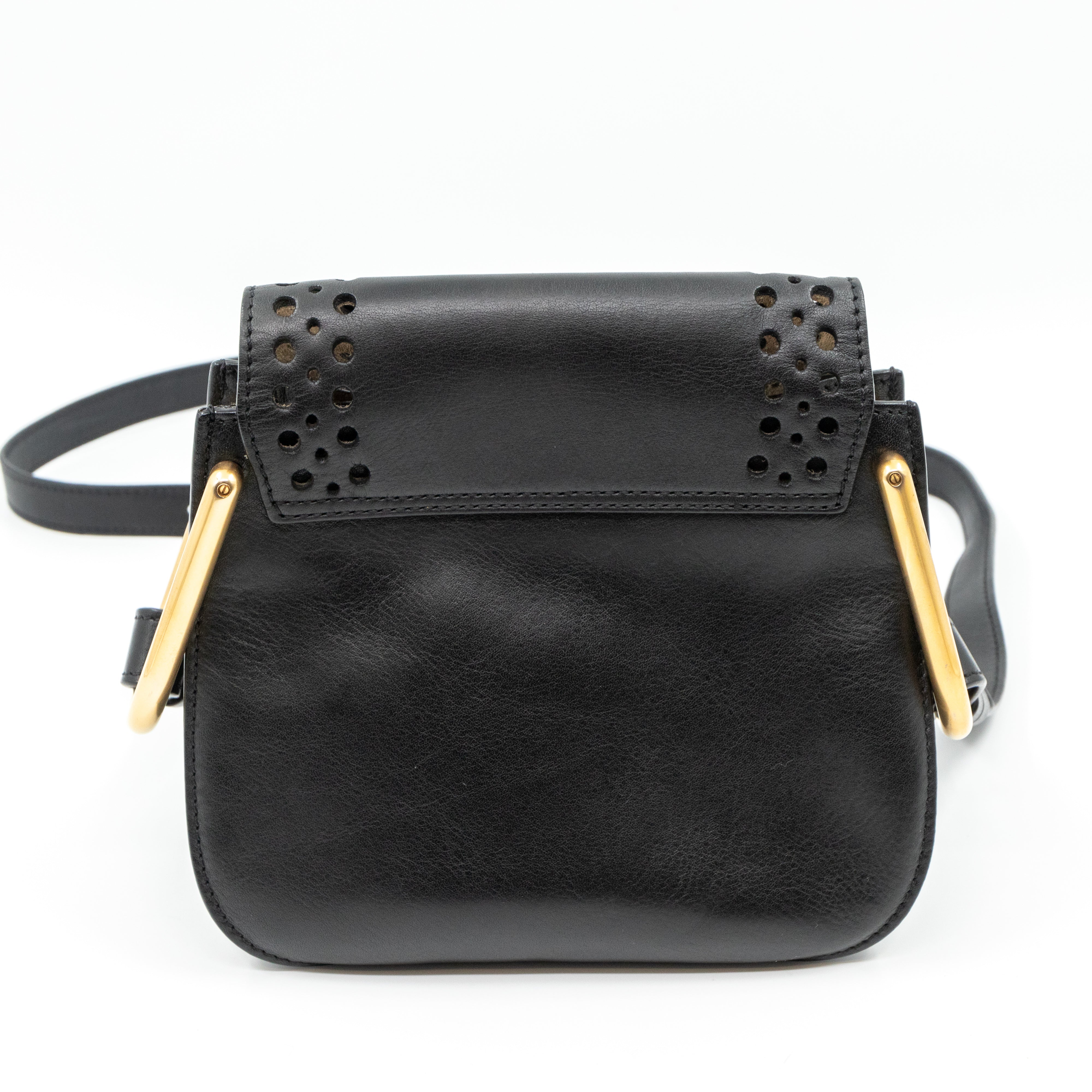 Hudson Mini Black Perforated Leather