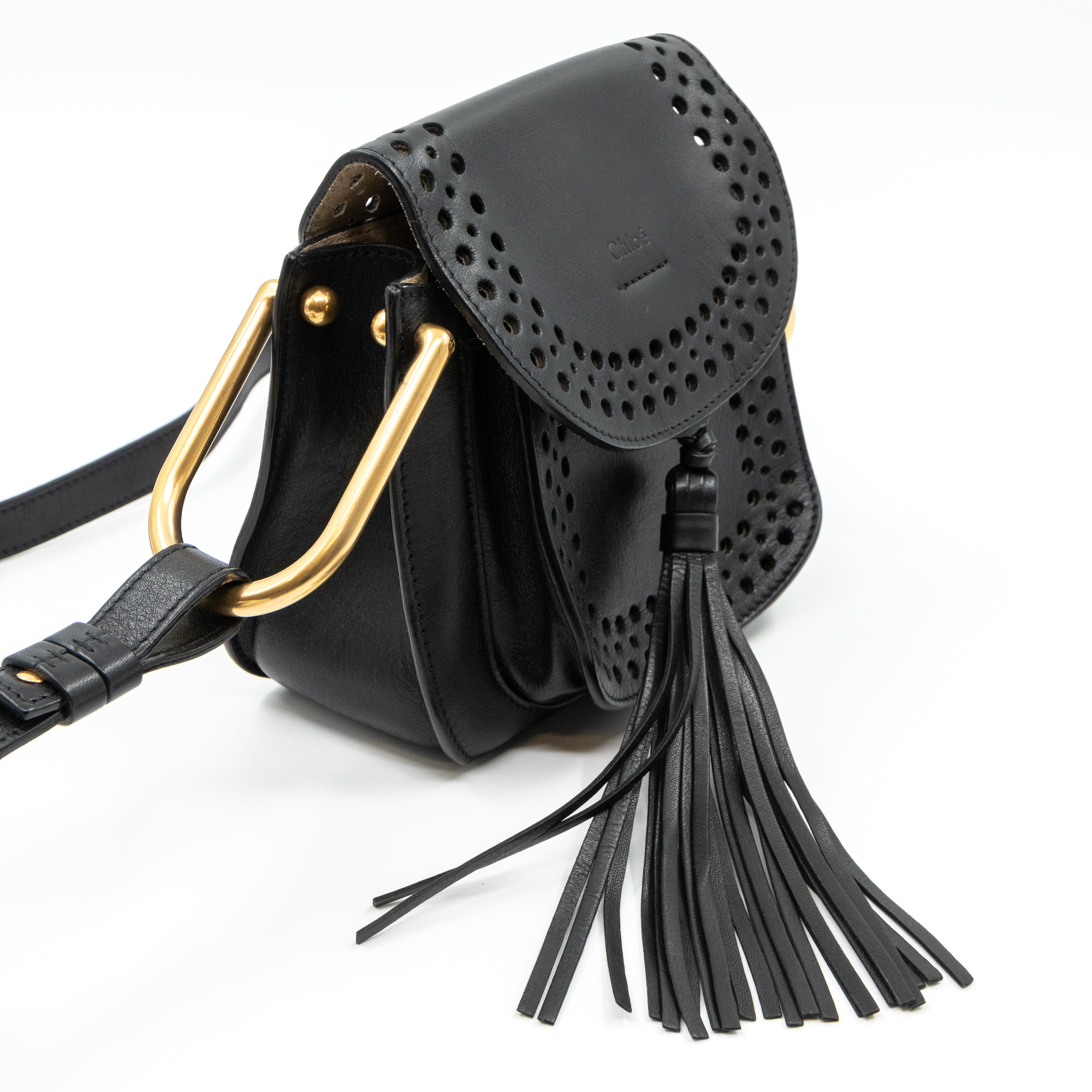 Hudson Mini Black Perforated Leather