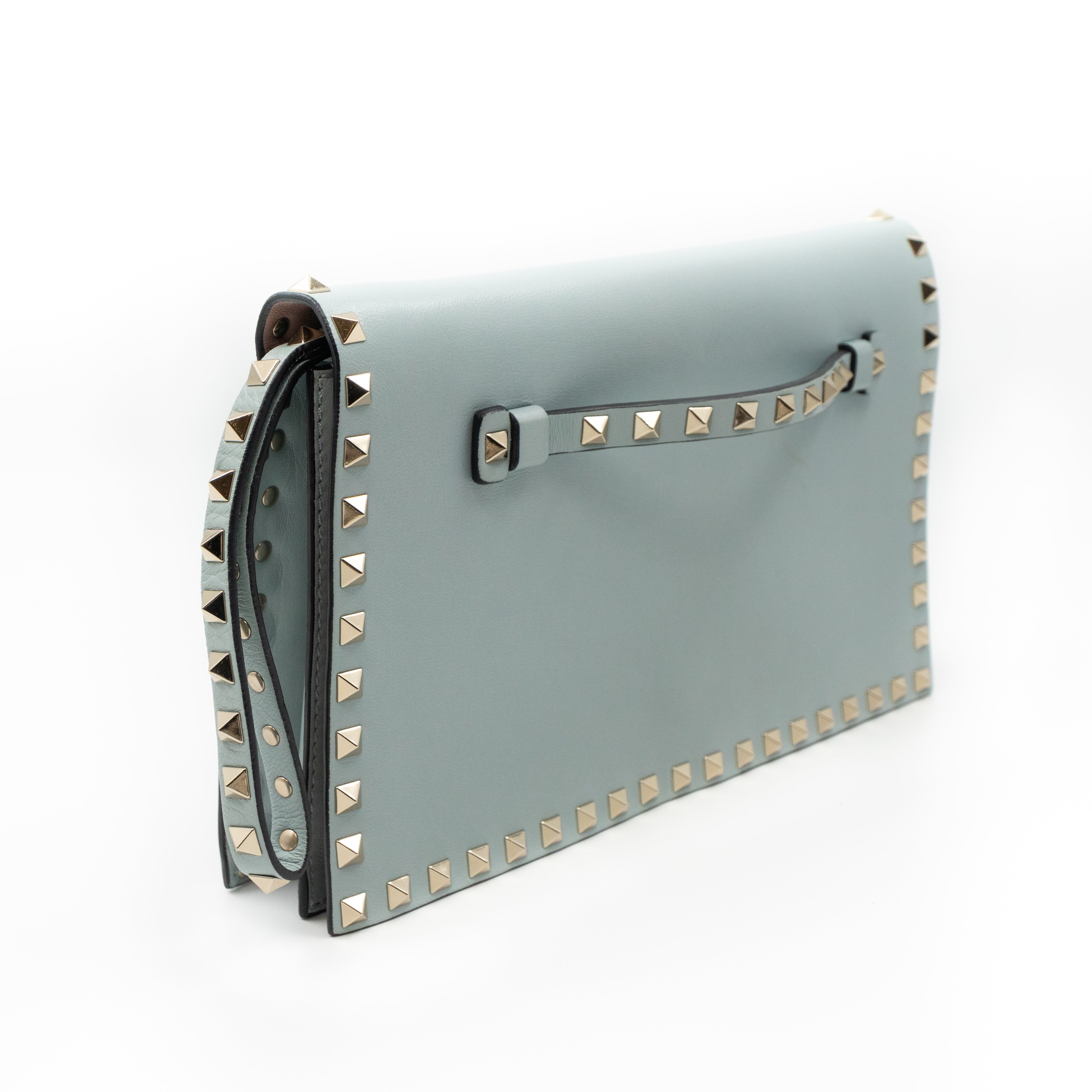 Rockstud Flap Clutch Light Blue