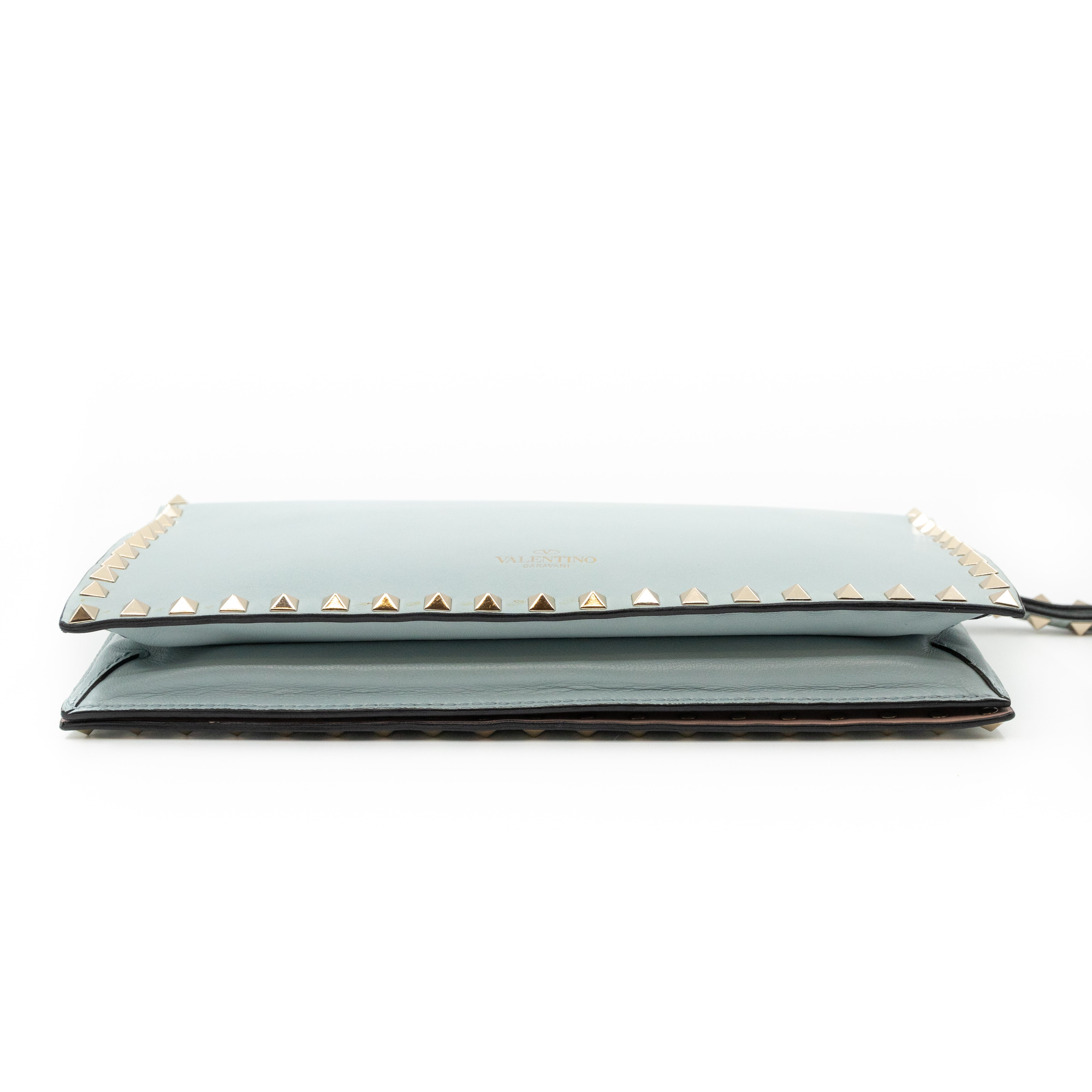 Rockstud Flap Clutch Light Blue