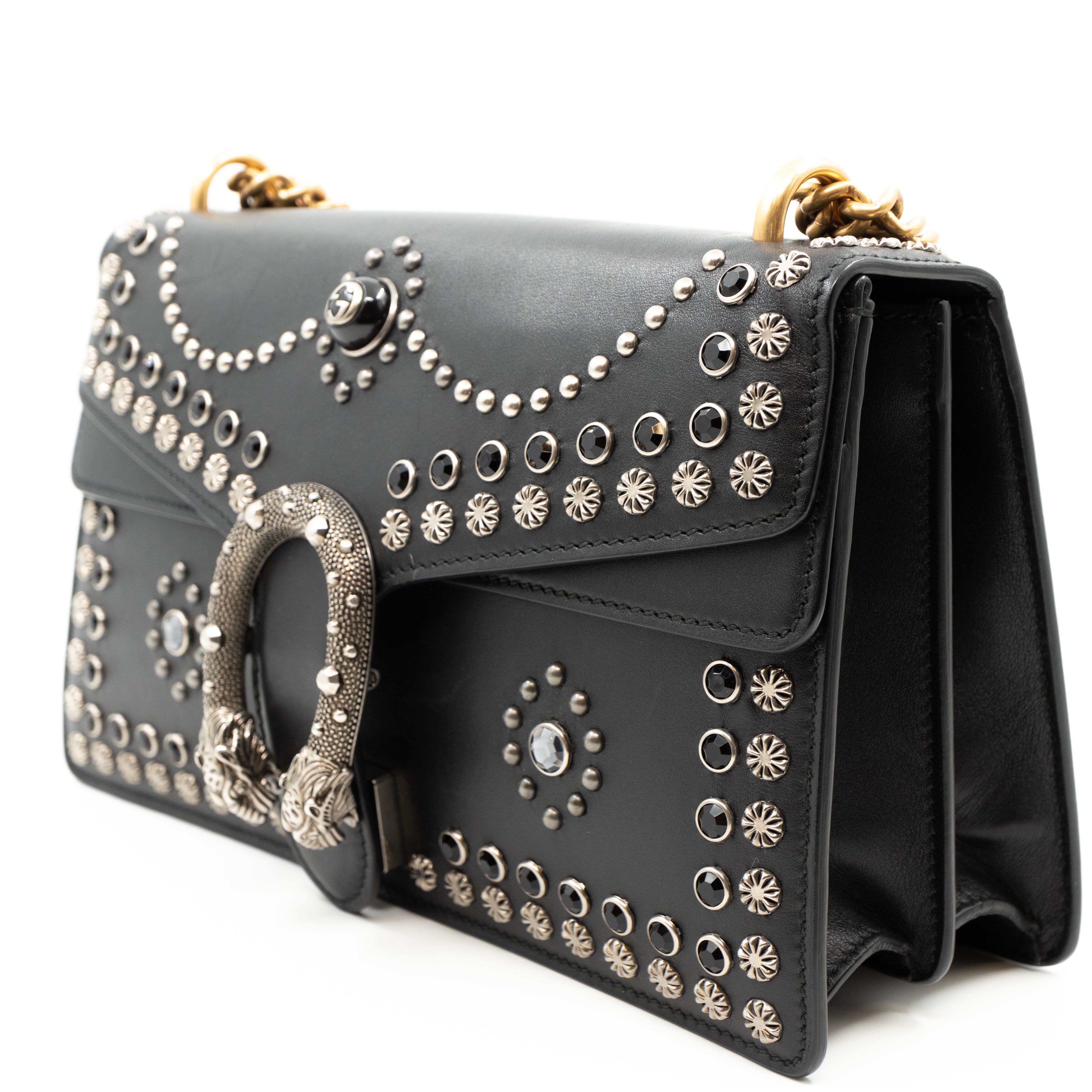 Dionysus Small Studded Black Leather