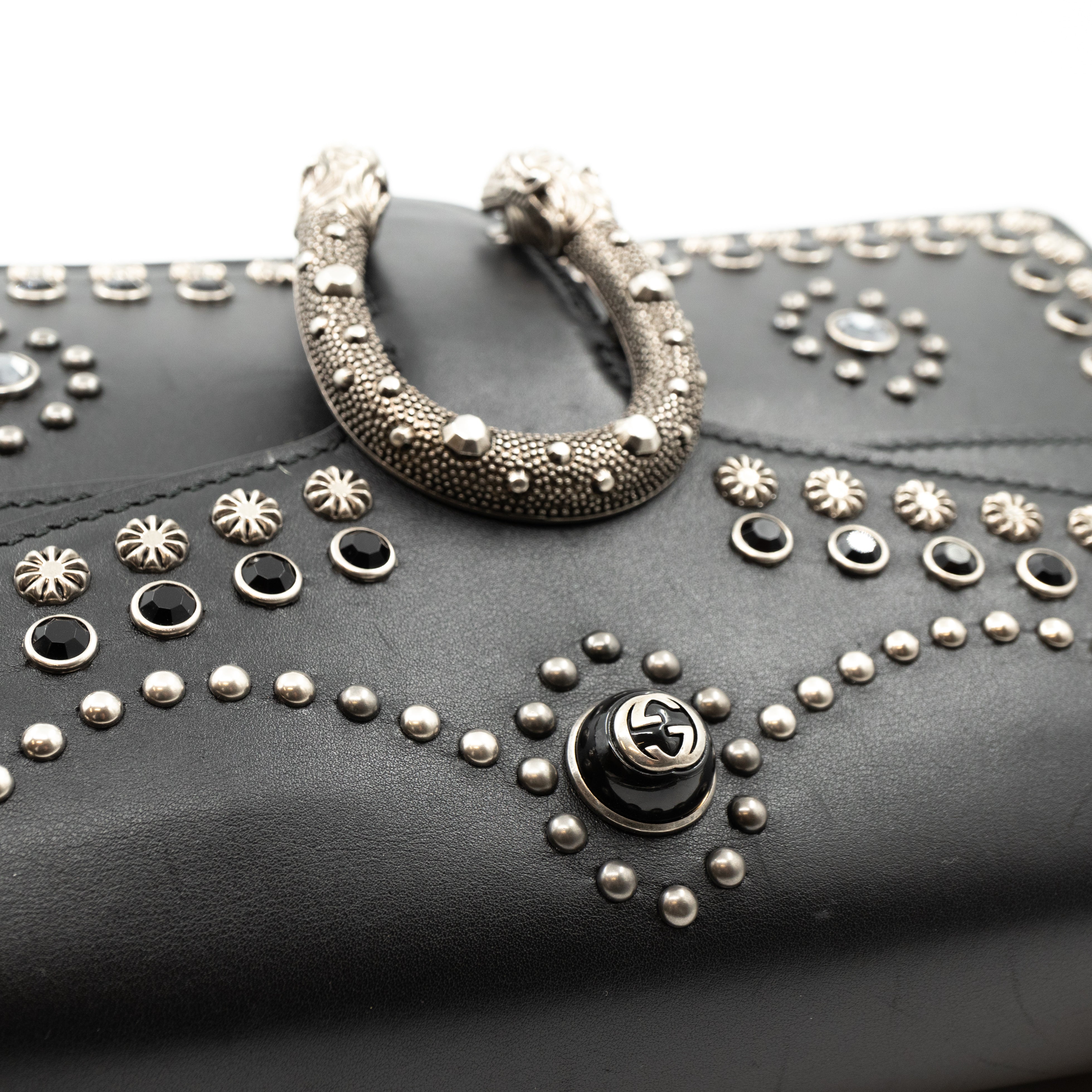 Dionysus Small Studded Black Leather