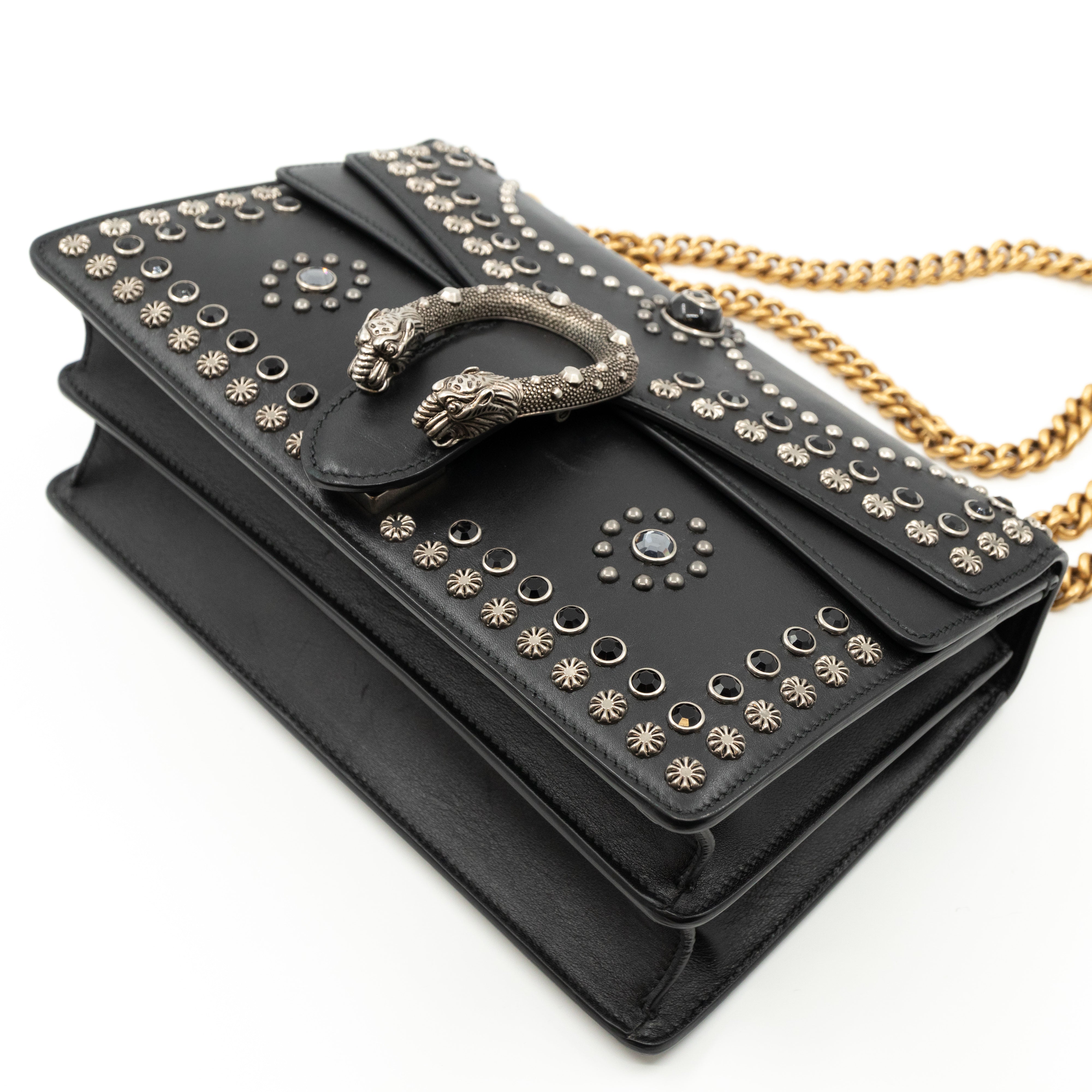Dionysus Small Studded Black Leather