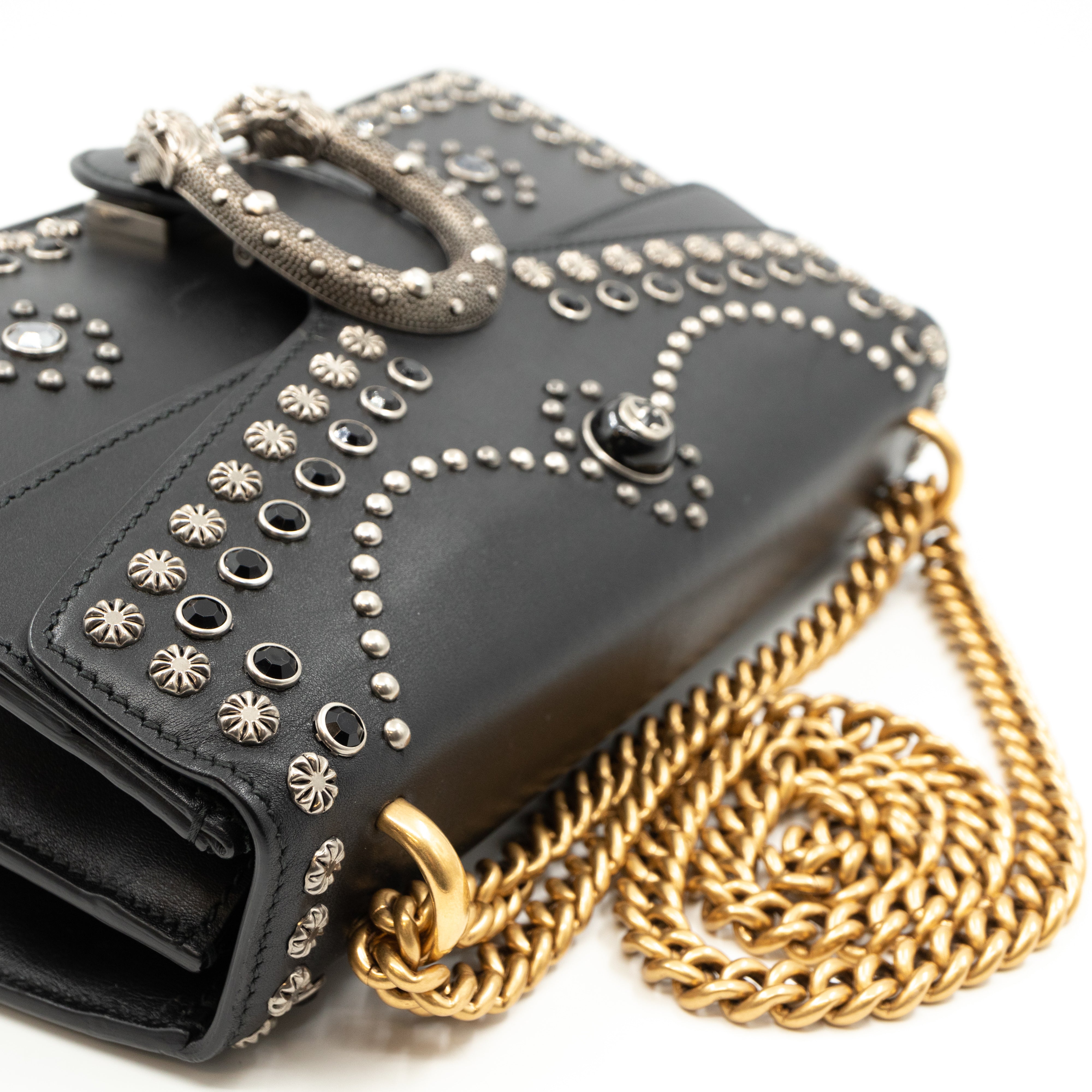 Dionysus Small Studded Black Leather