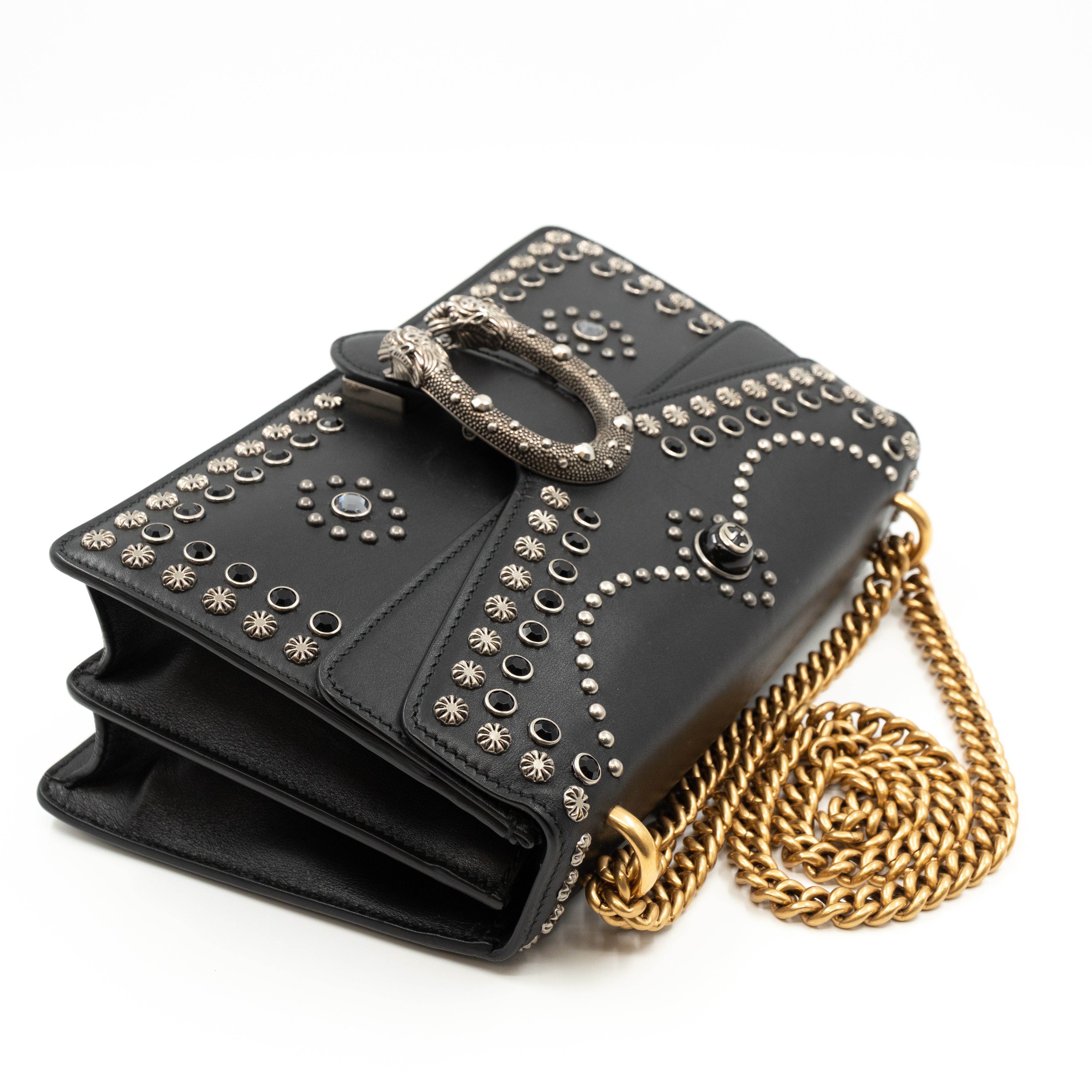 Dionysus Small Studded Black Leather