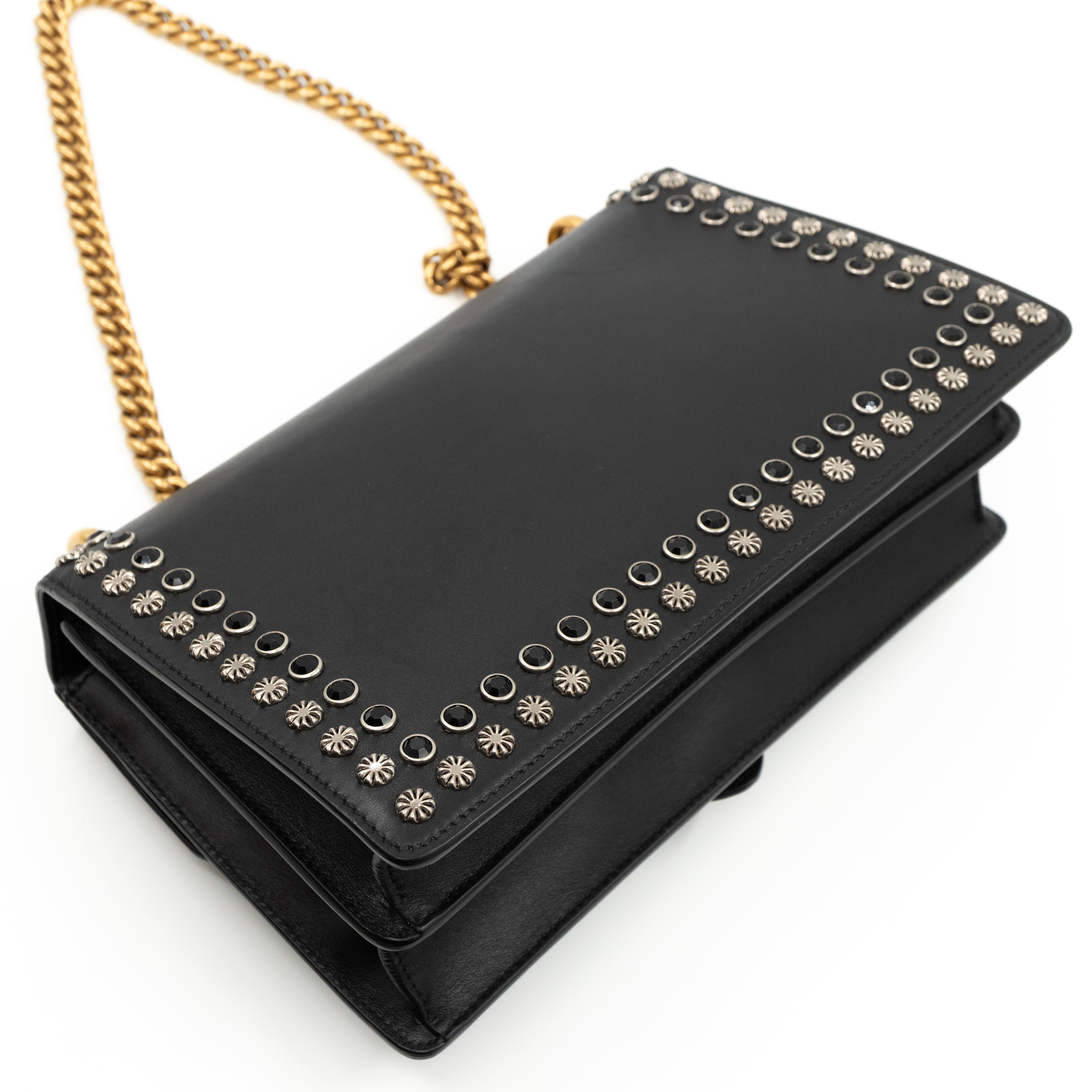 Dionysus Small Studded Black Leather