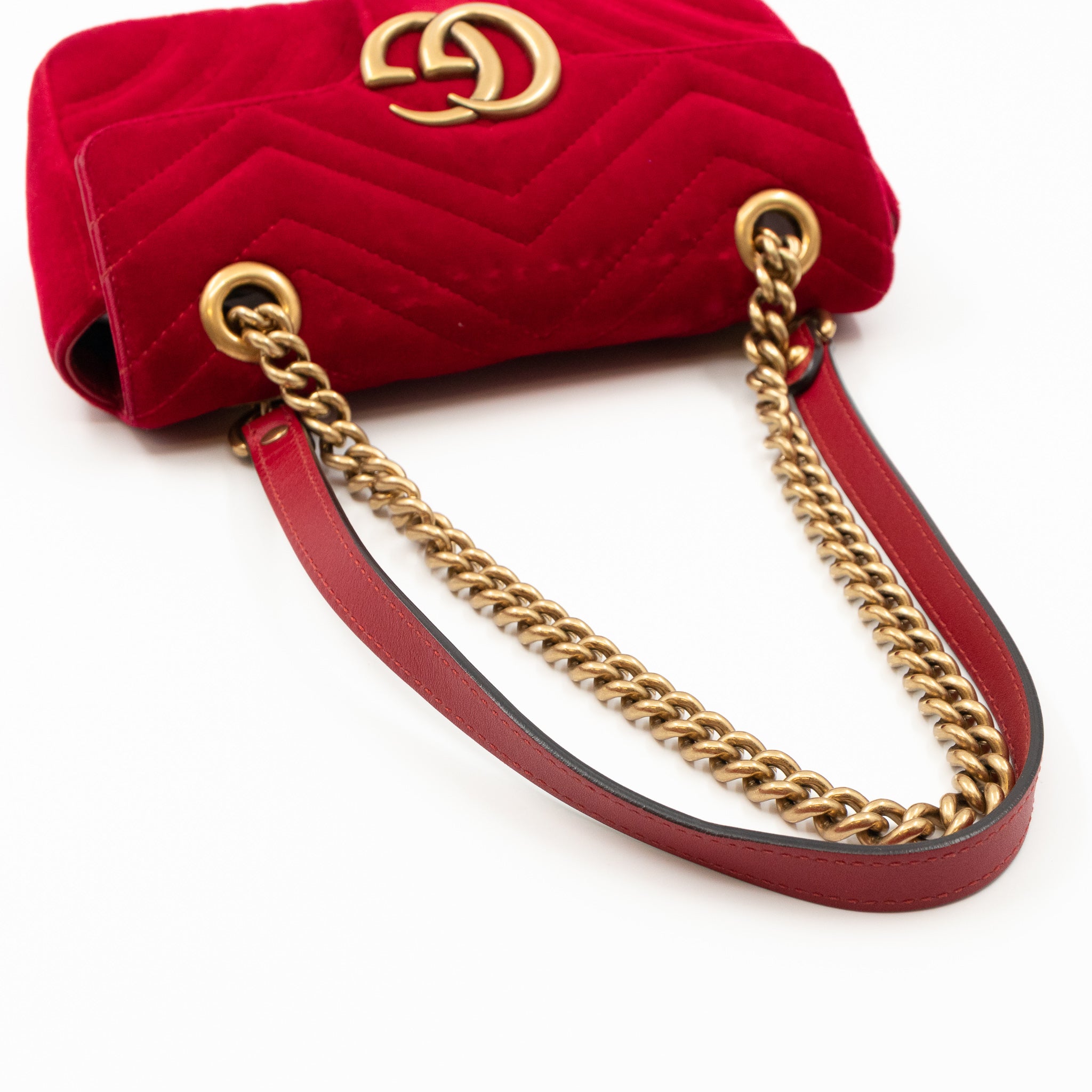 GG Marmont Flap Matelasse Mini Bag Red Velvet