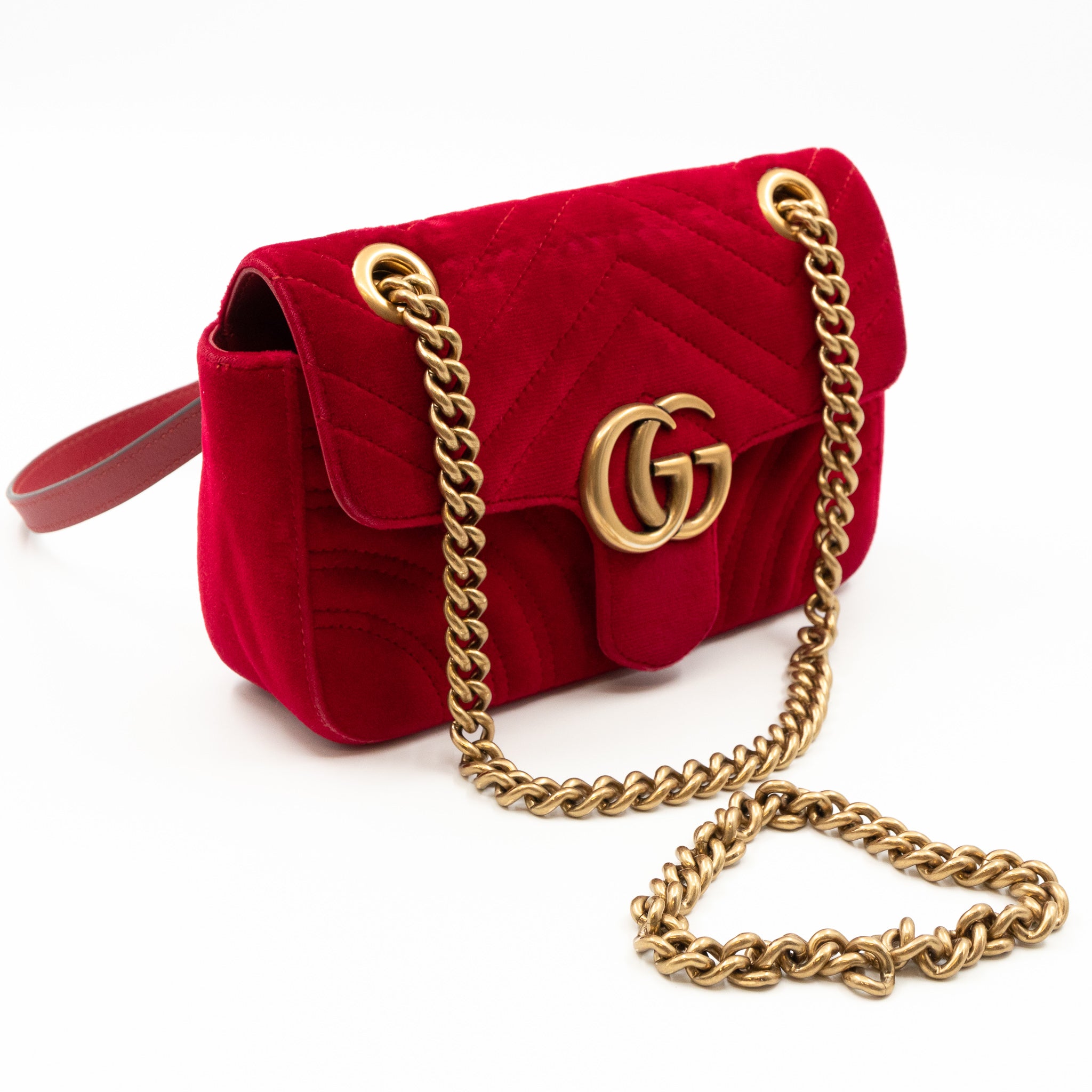 GG Marmont Flap Matelasse Mini Bag Red Velvet