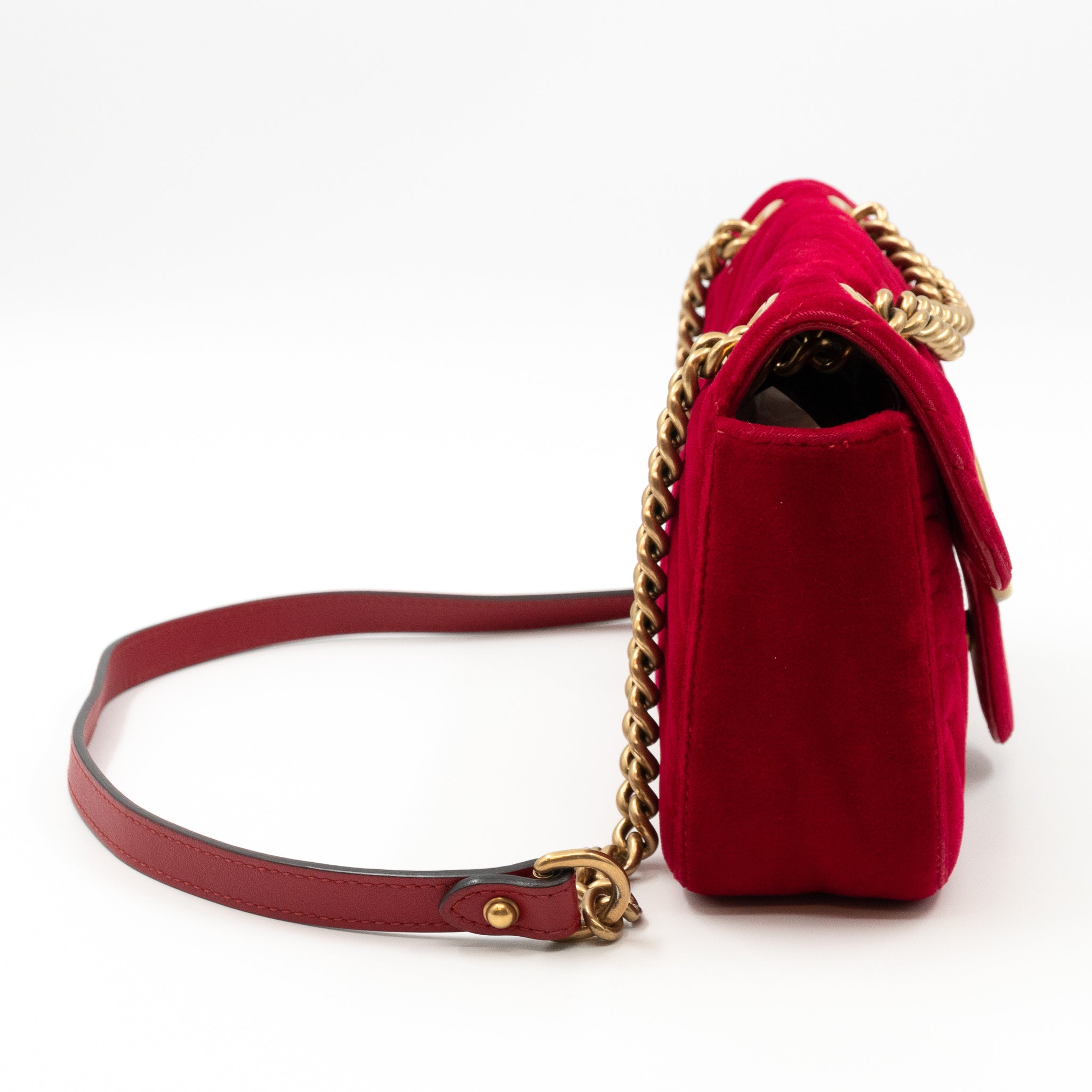 GG Marmont Flap Matelasse Mini Bag Red Velvet