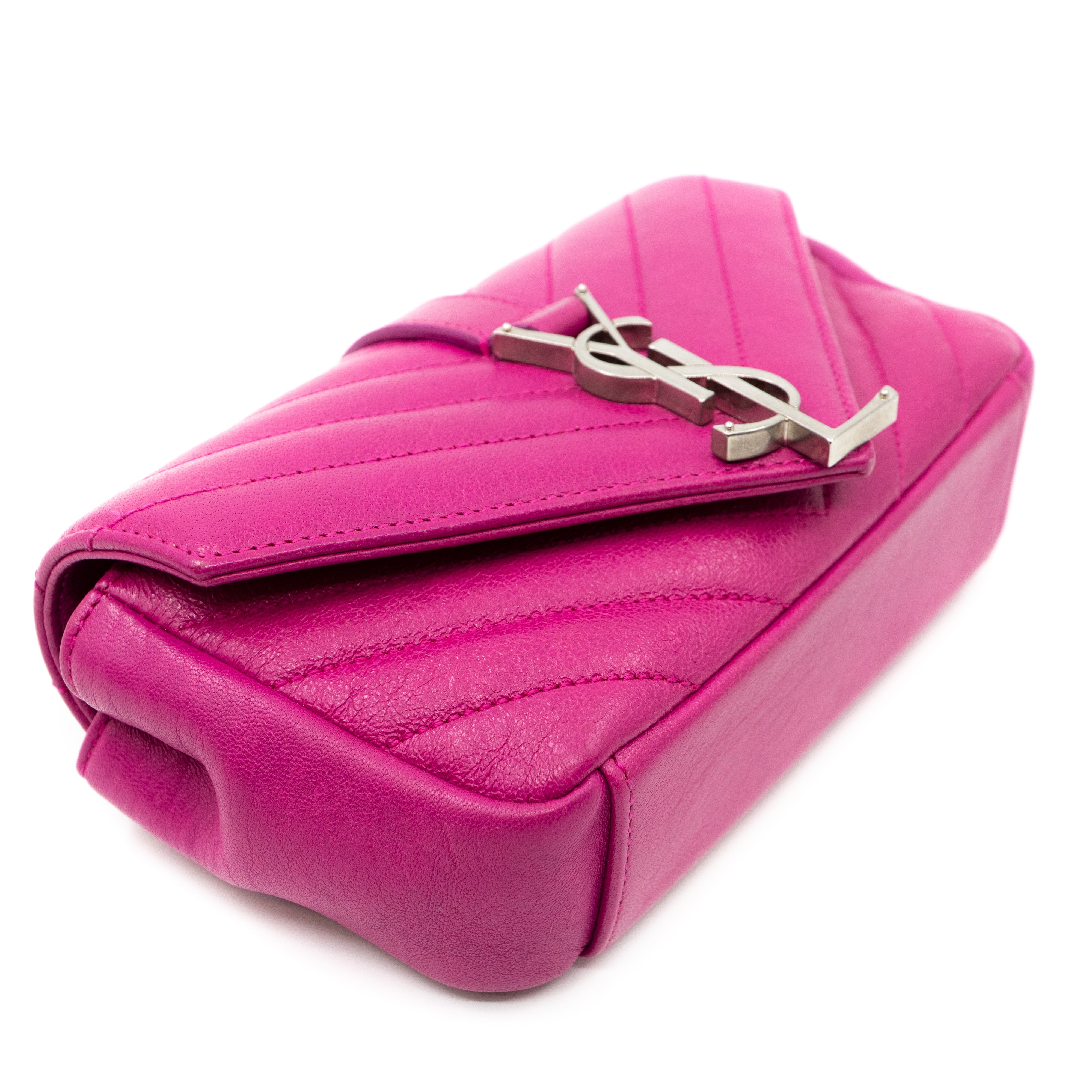 Classic Baby Monogram Chain Bag Fuchsia Leather