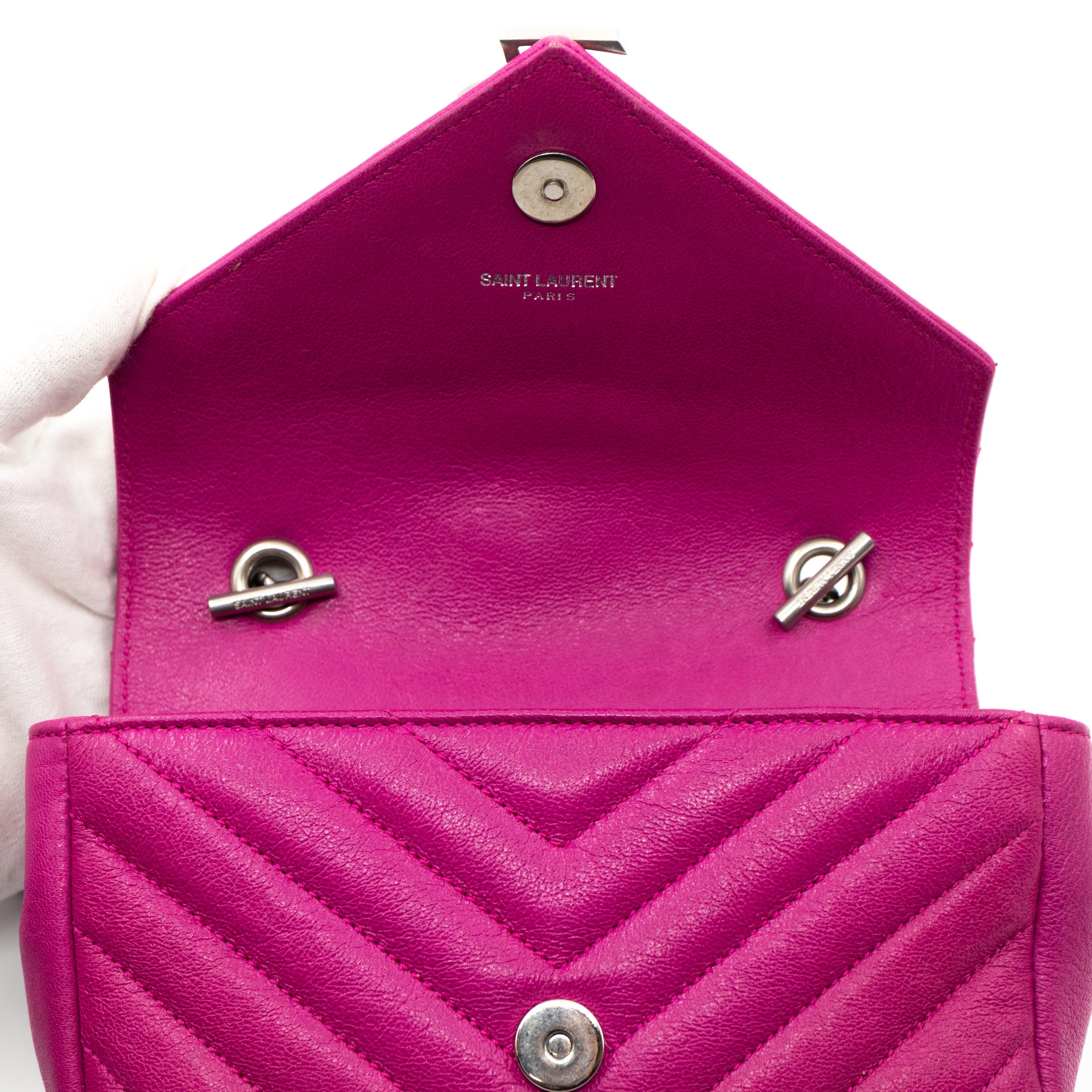 Classic Baby Monogram Chain Bag Fuchsia Leather