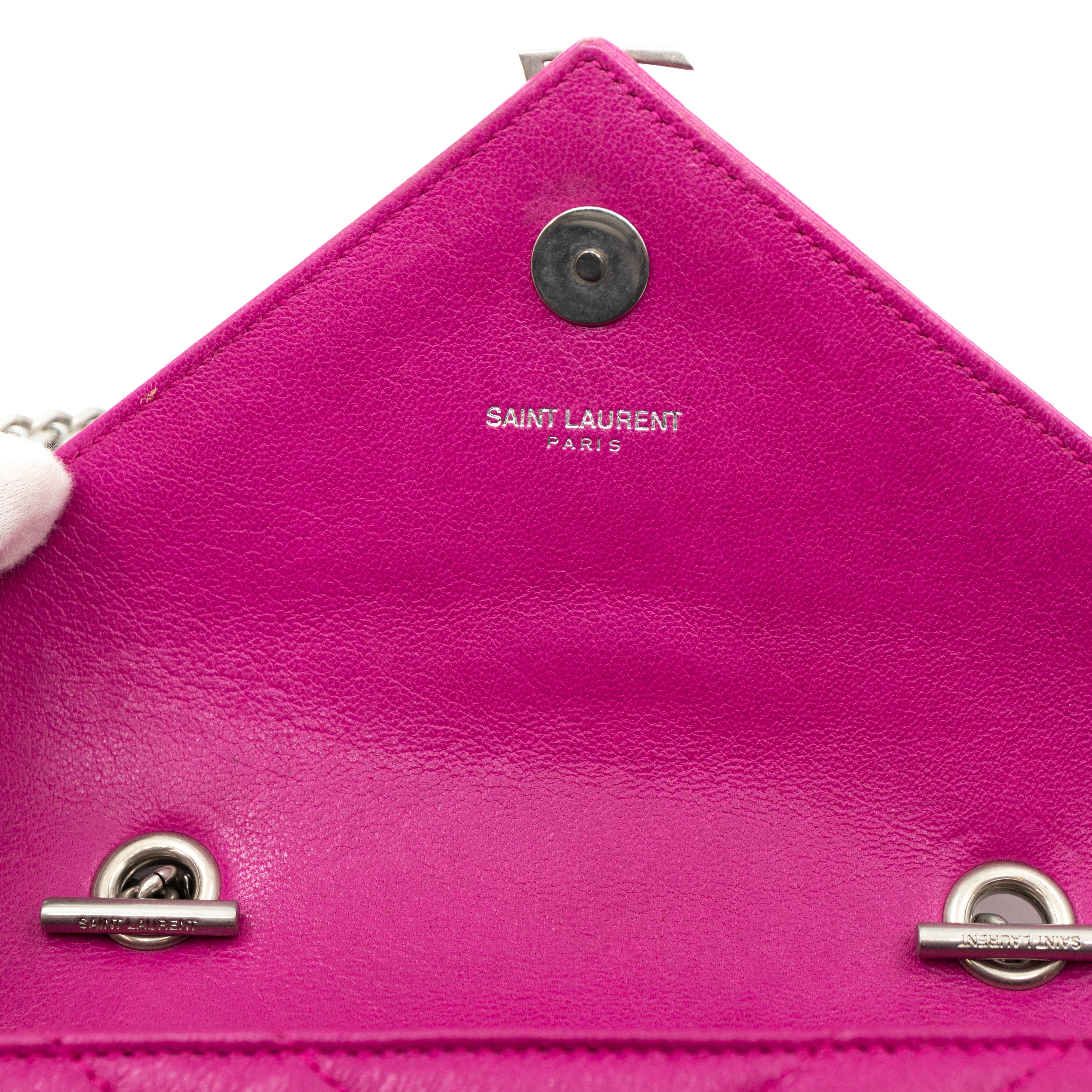 Classic Baby Monogram Chain Bag Fuchsia Leather