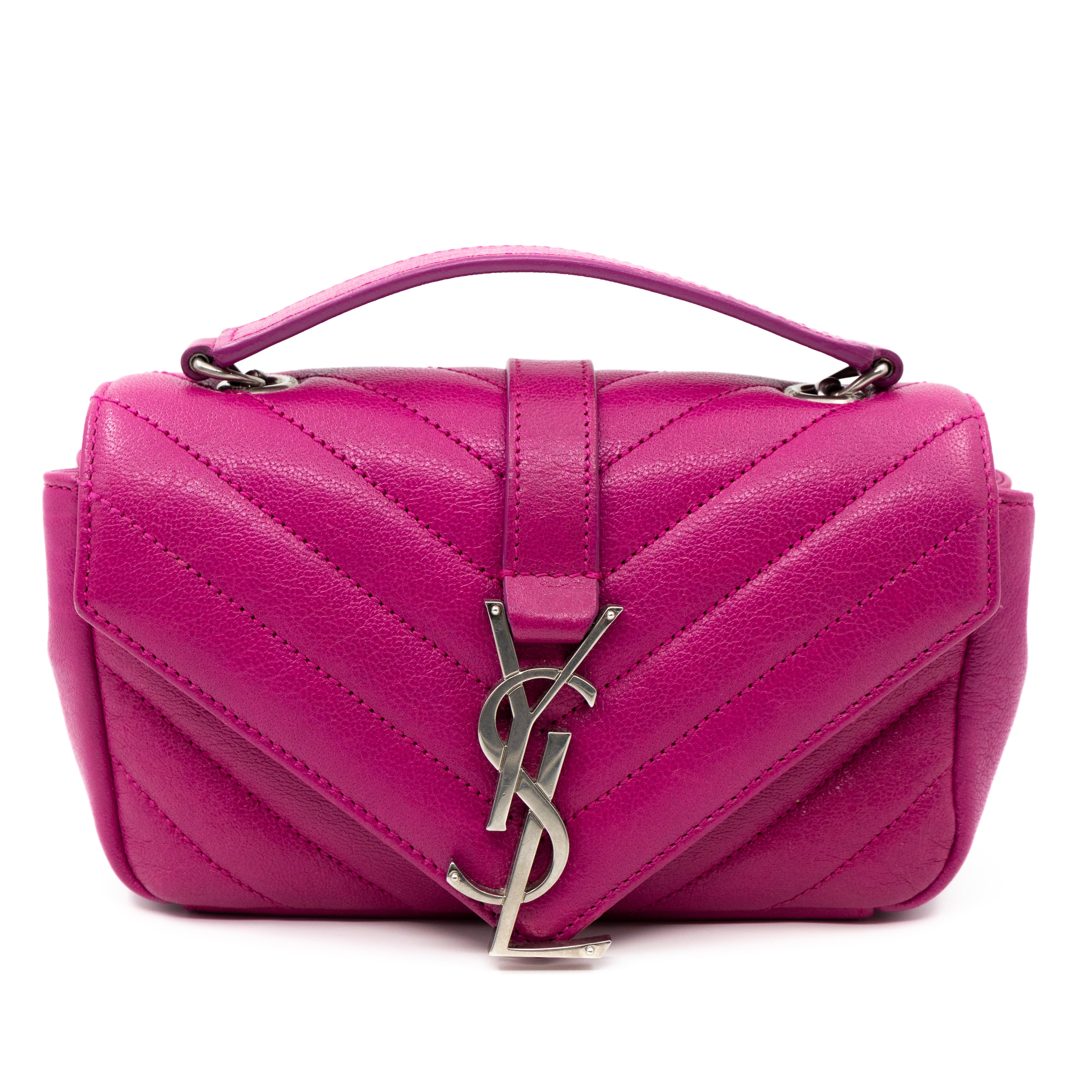 Classic Baby Monogram Chain Bag Fuchsia Leather