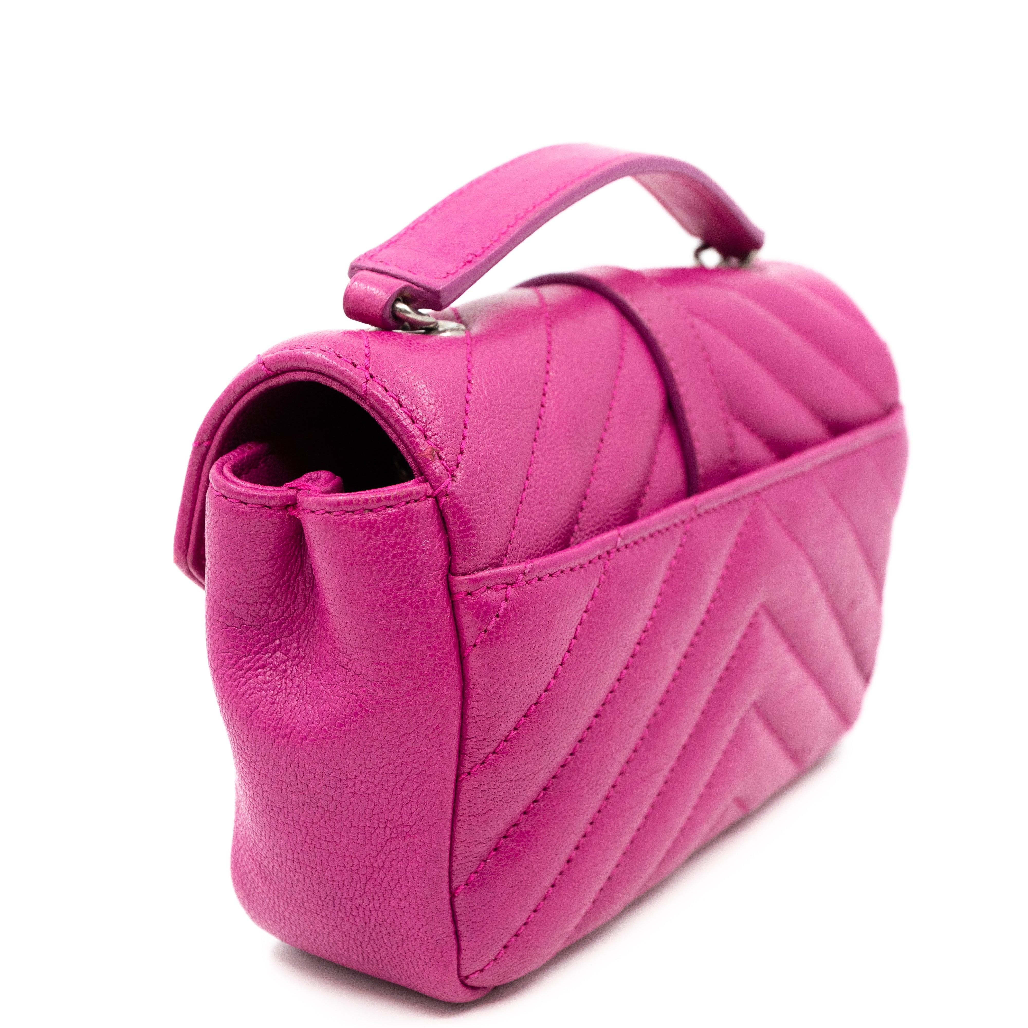 Classic Baby Monogram Chain Bag Fuchsia Leather