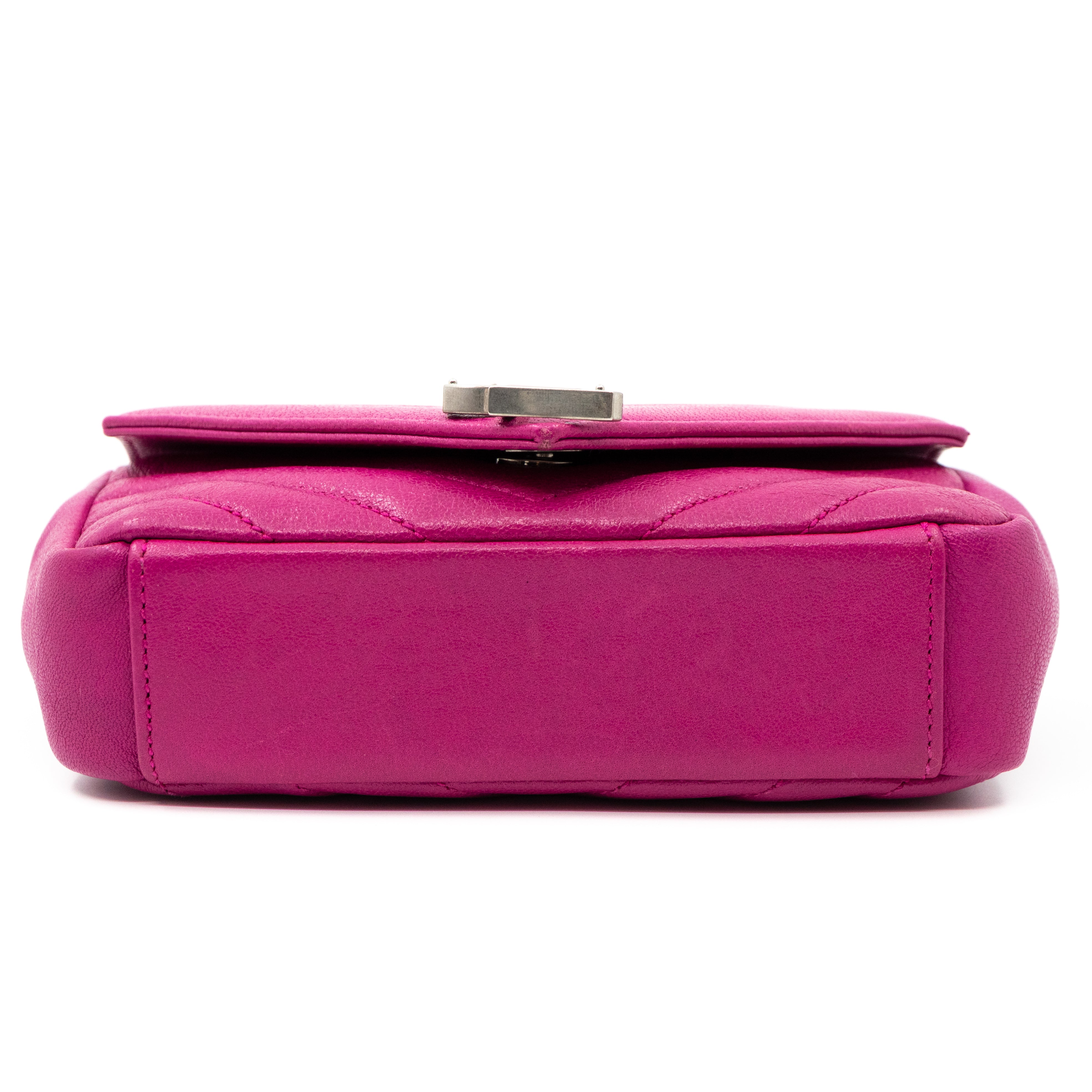 Classic Baby Monogram Chain Bag Fuchsia Leather