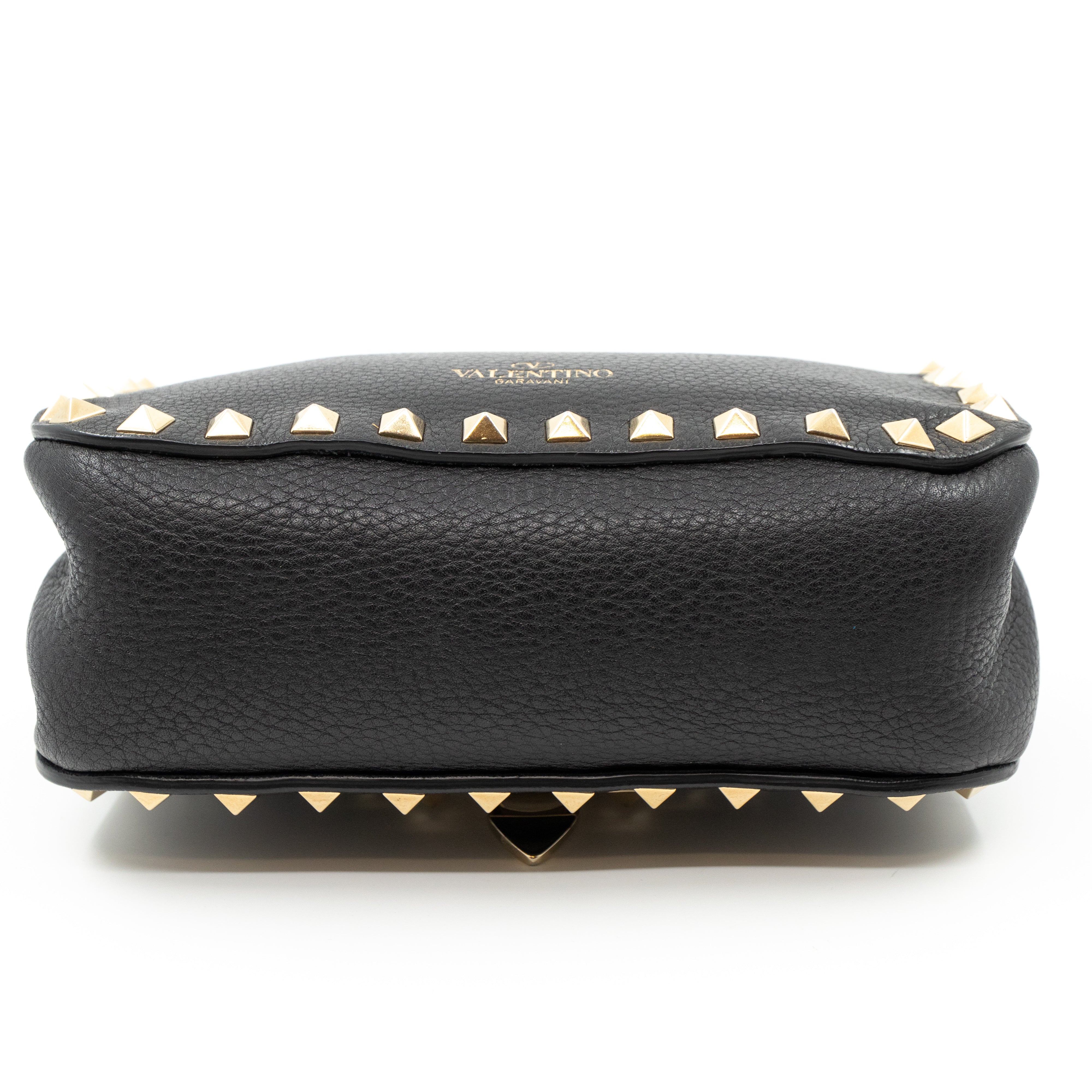 Rockstud Flap Crossbody Bag Black Leather