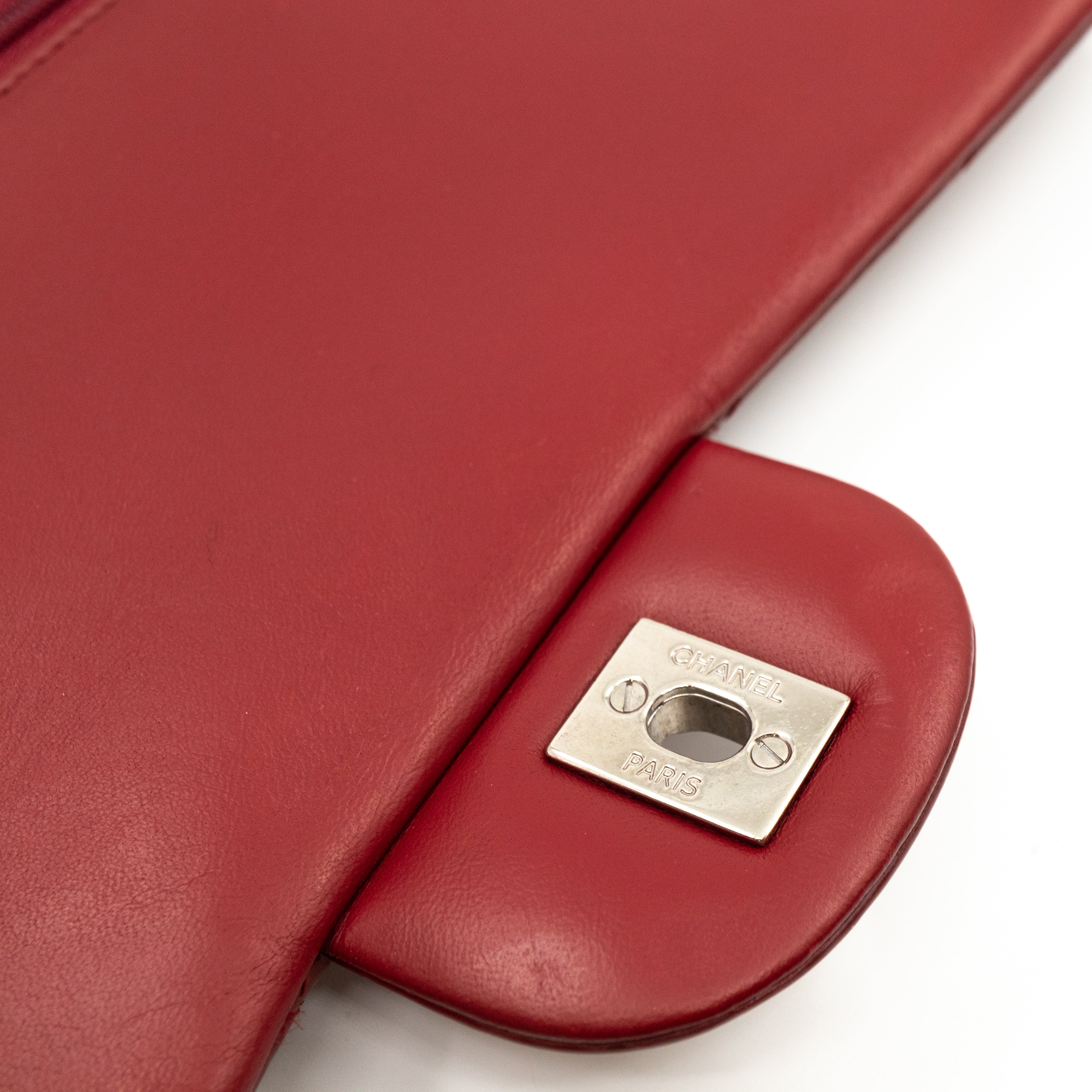 Classic Double Flap Maxi Red Patent Silver