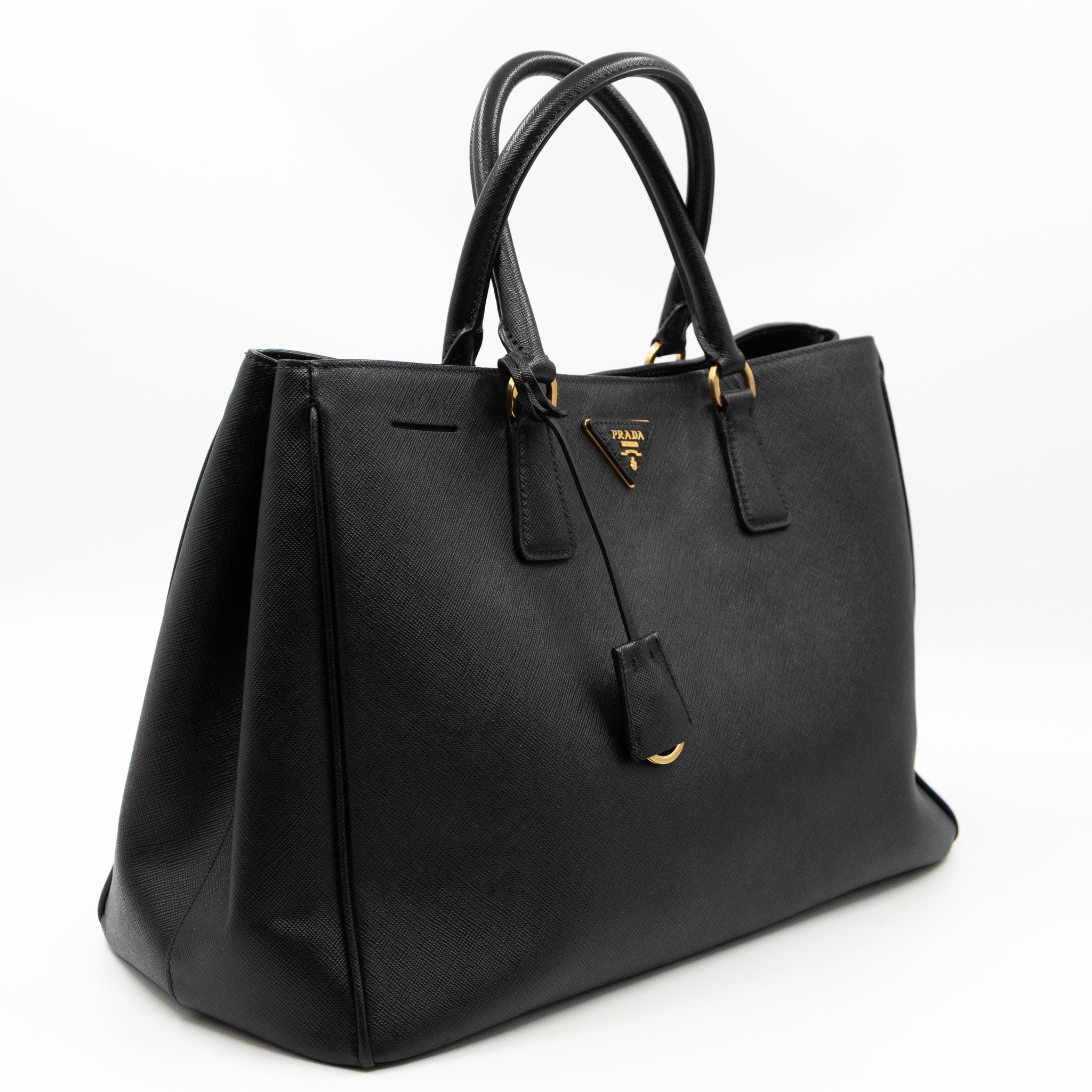 Large Open Tote Black Saffiano